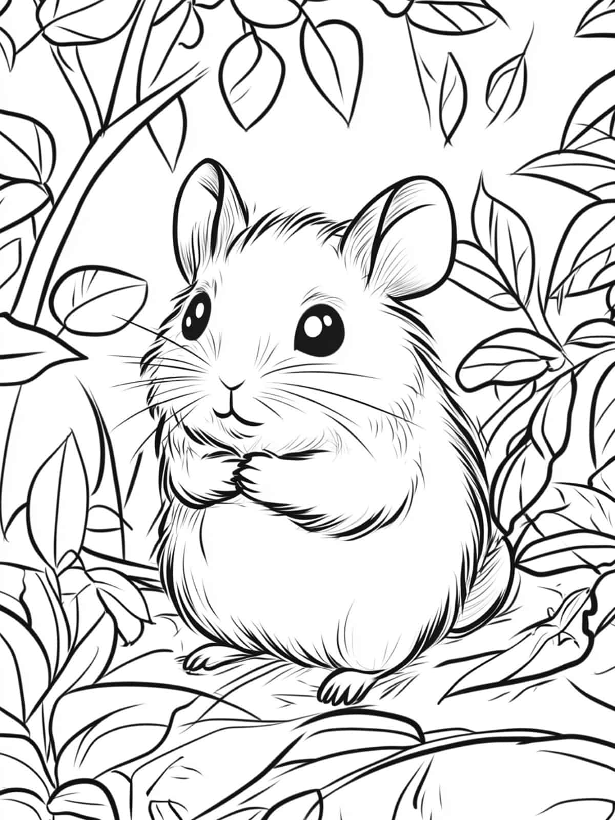 Hamster Playing In A Garden Coloring Pages