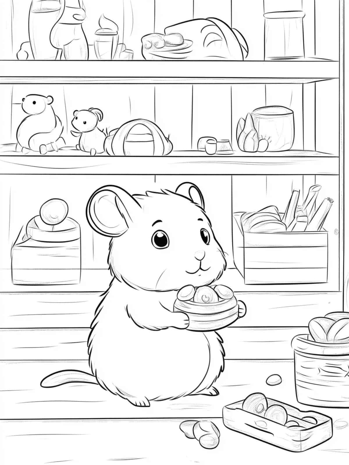 Hamster Playing With Toys Coloring Pages