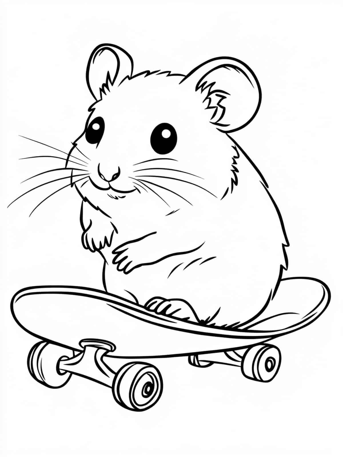 Hamster Riding A Skateboard Coloring Pages