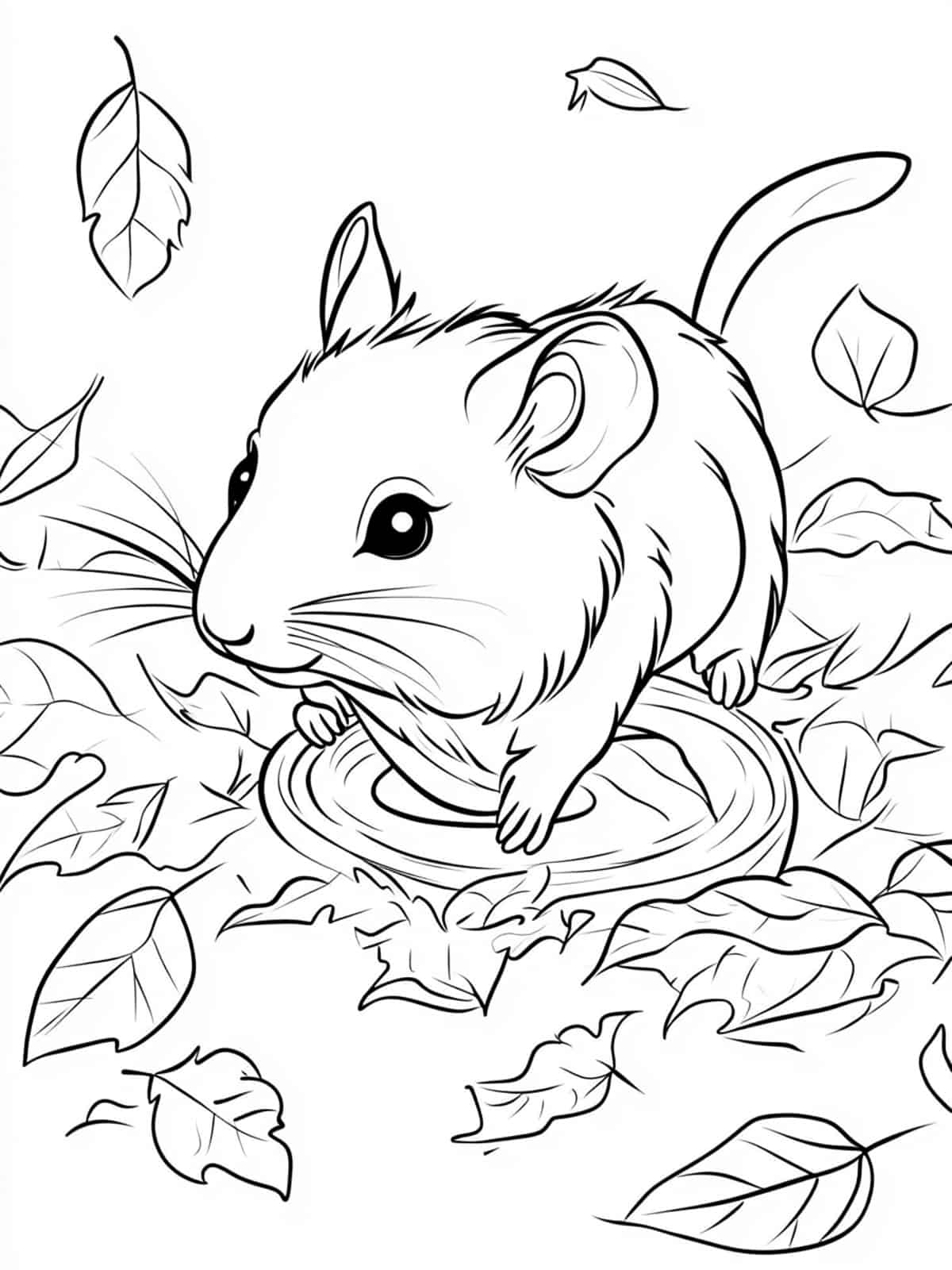 Hamster Running On A Wheel Coloring Page