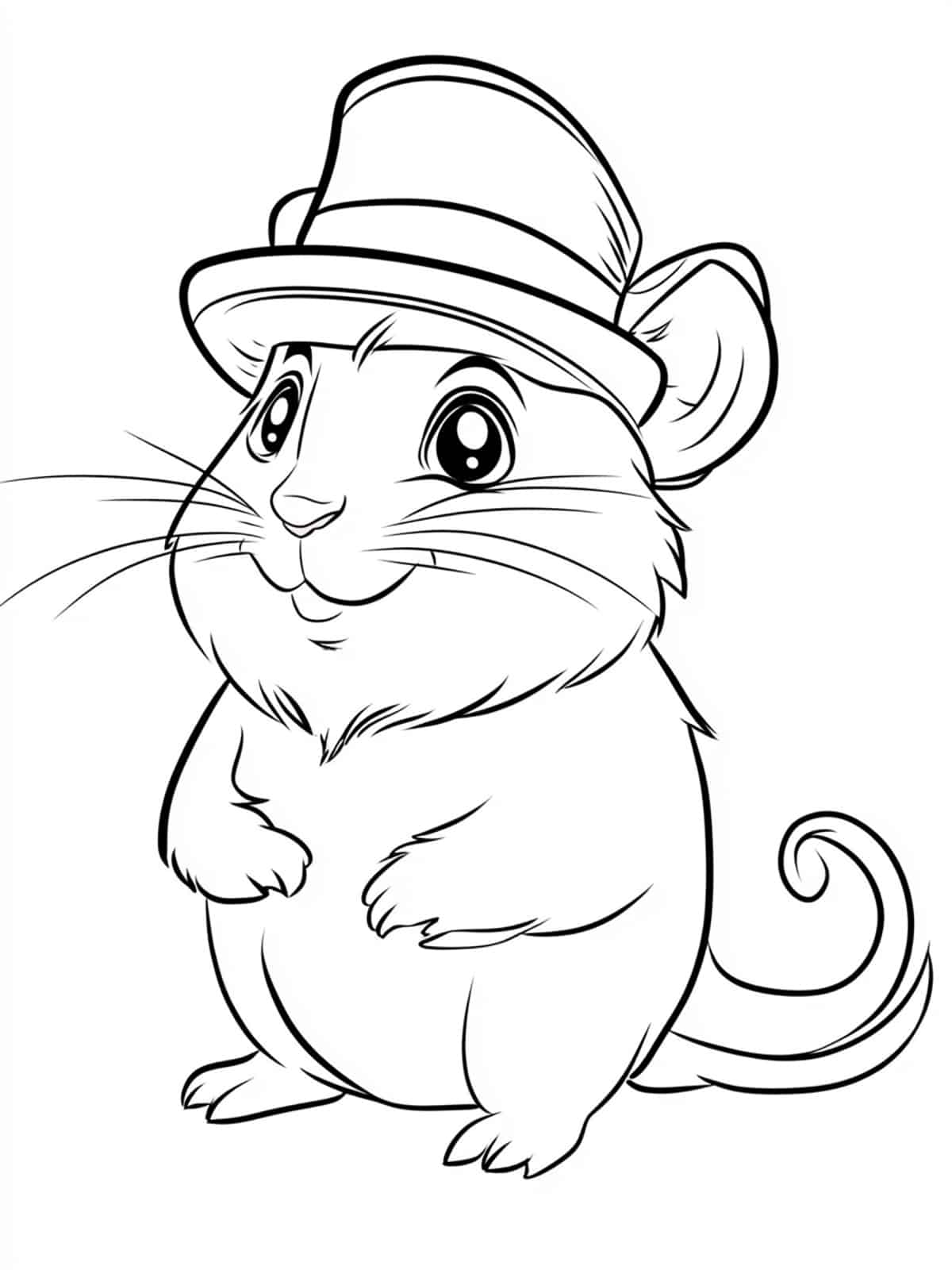 Hamster Wearing A Hat Coloring Page