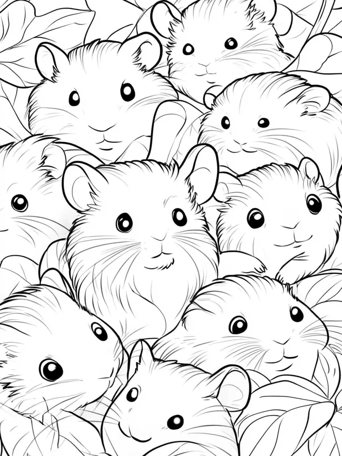 Hamster With Friends Other Animals Coloring Page