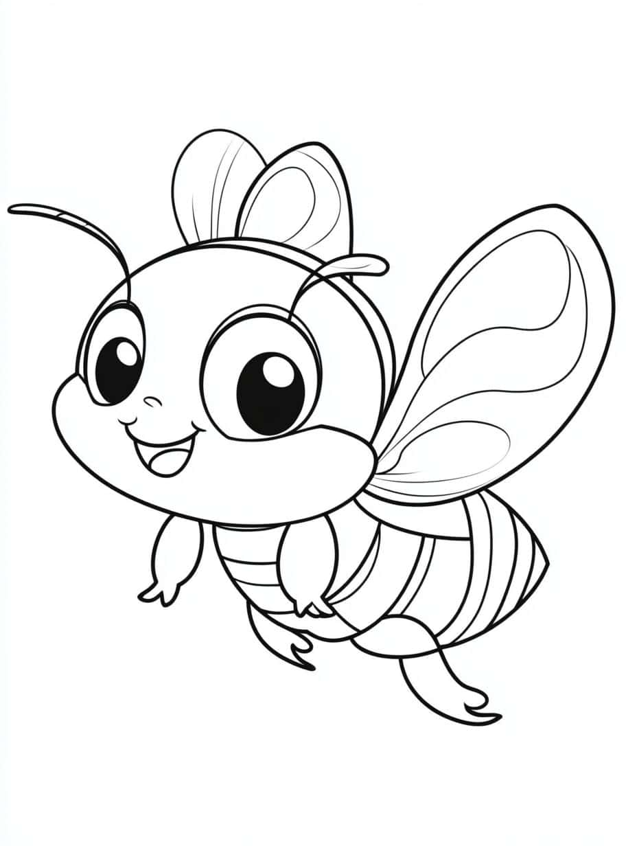 Happy Bee Flying Coloring Pages