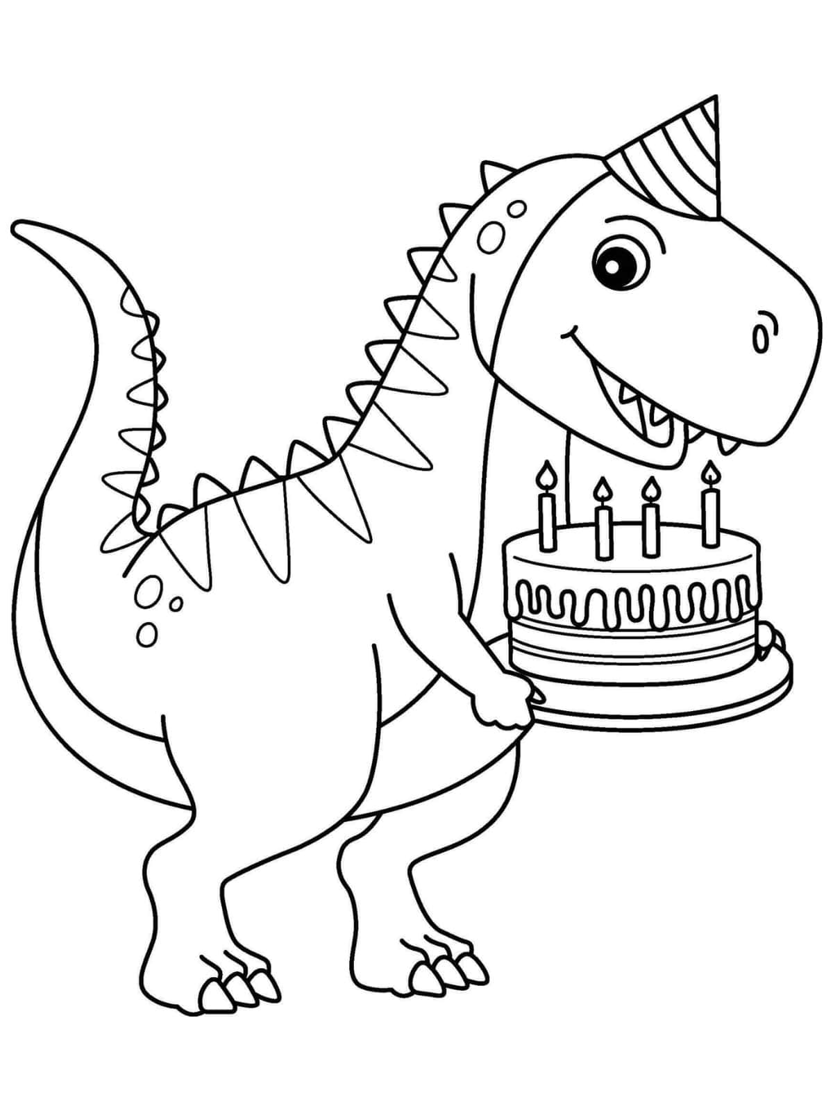 Happy Birthday Dinosaur Coloring Sheets For Kids