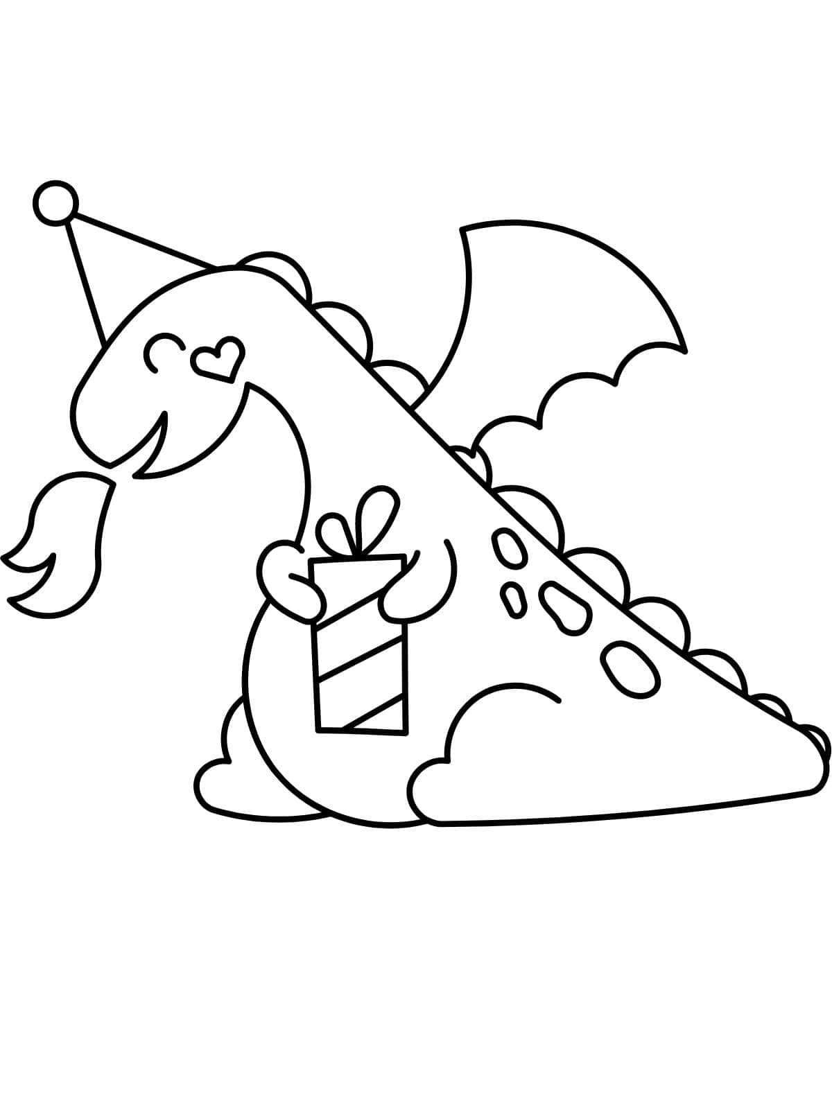 Happy Birthday Dragon Coloring Page