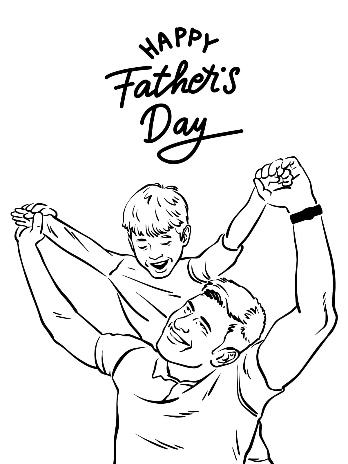 Happy Dad With Child Coloring Pages