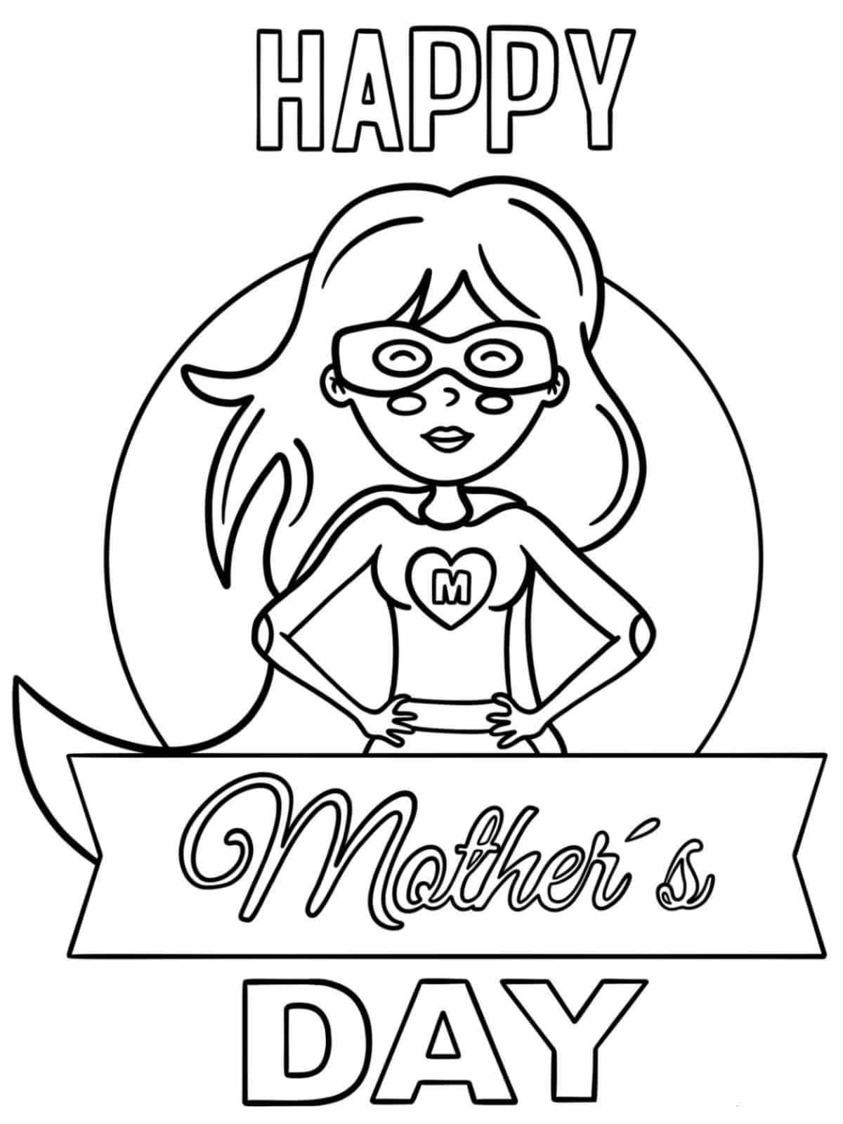 Happy Mother Day Superhero Coloring Pages