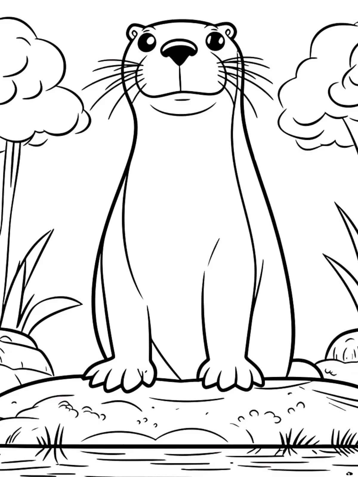 Happy Otter Coloring Sheets