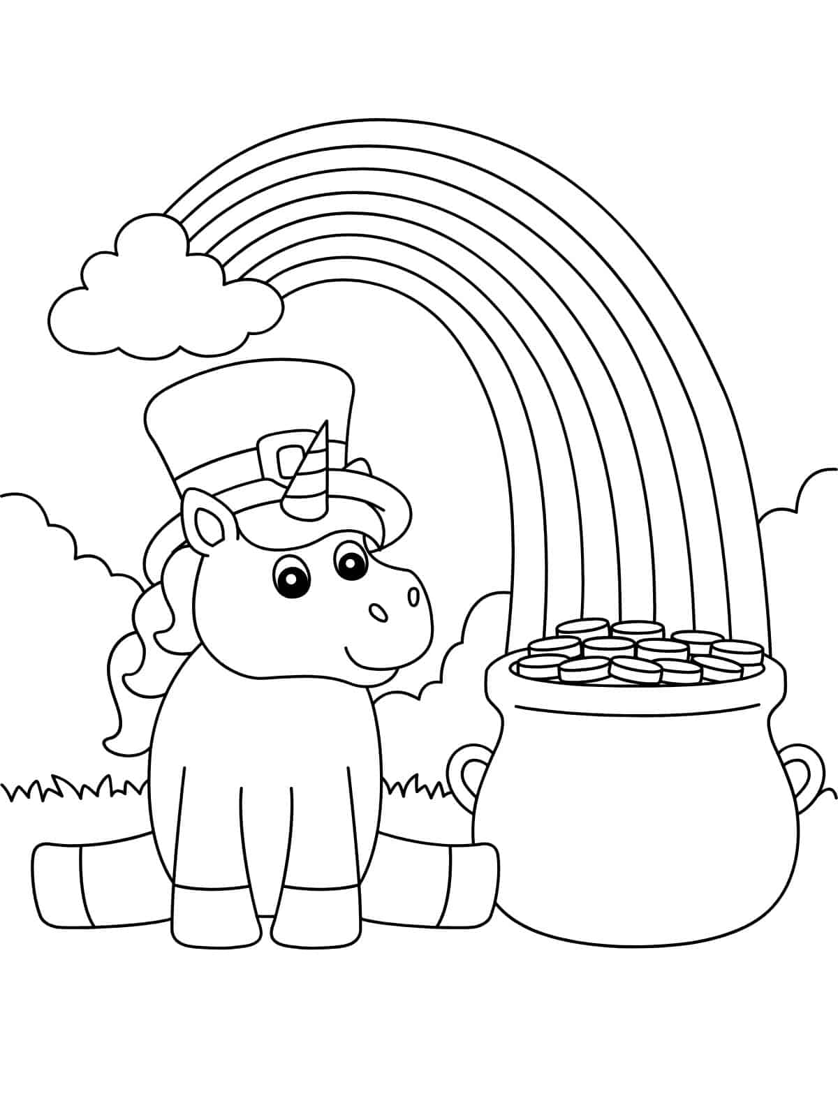 Happy St Patricks Day Unicorn Coloring Sheets