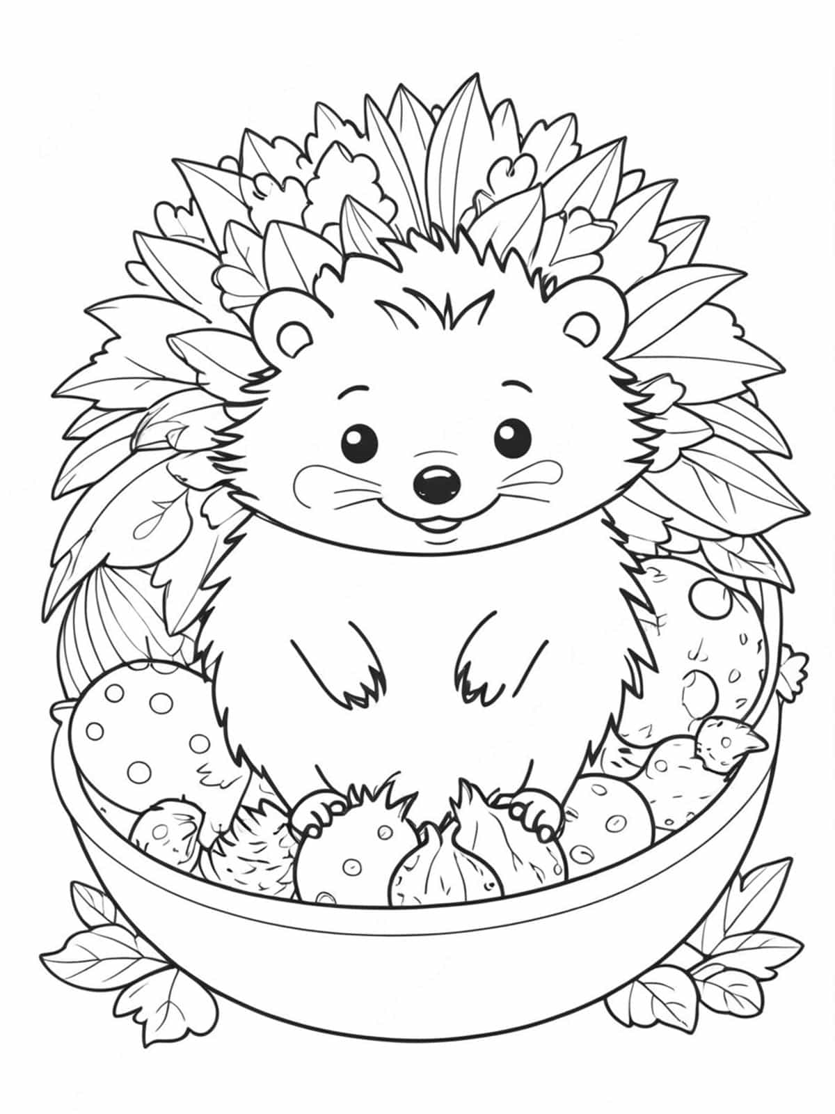 Hedgehog Curled Up In A Ball Coloring Pages