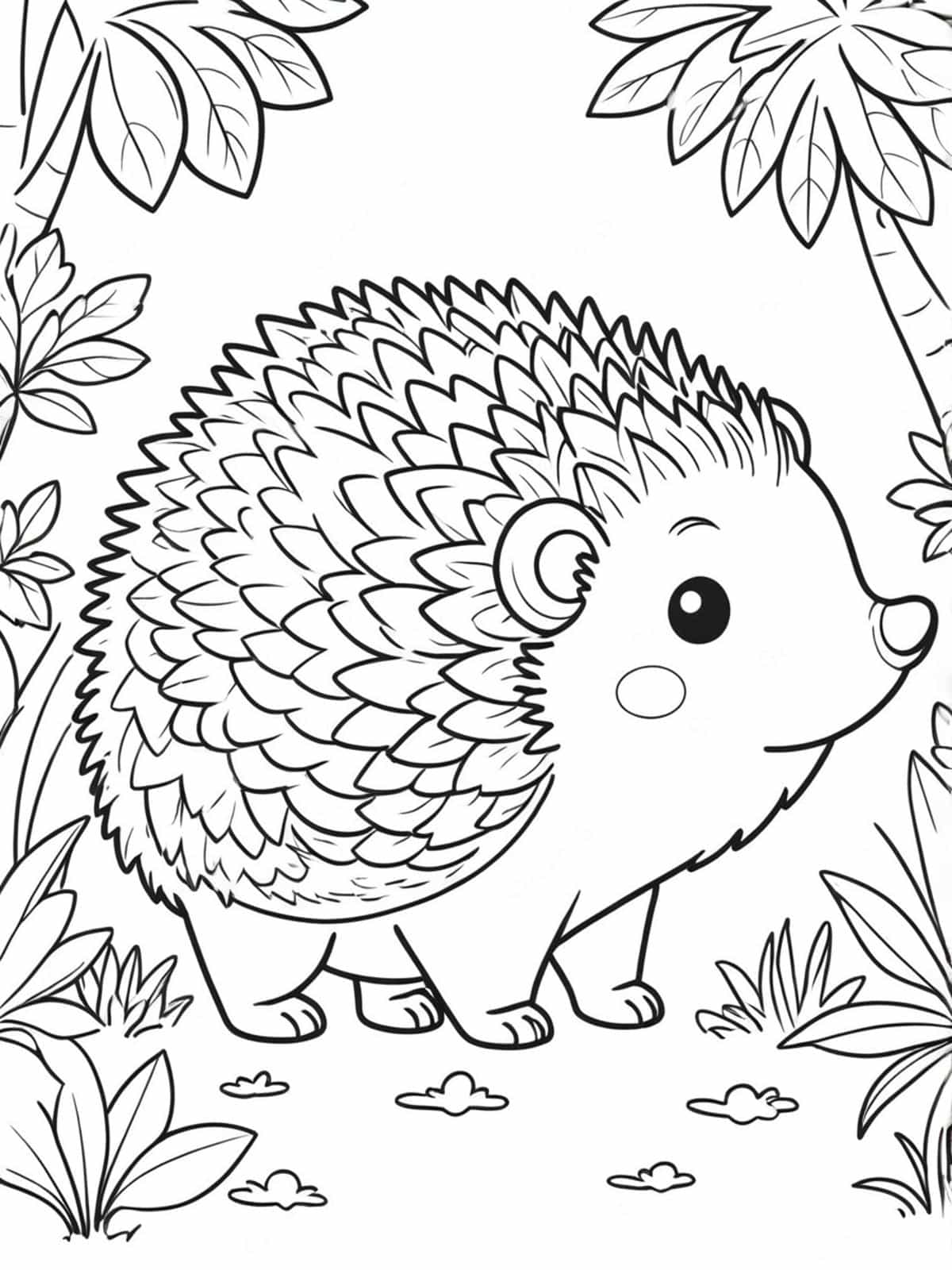 Hedgehog Walking Through A Garden Coloring Pages