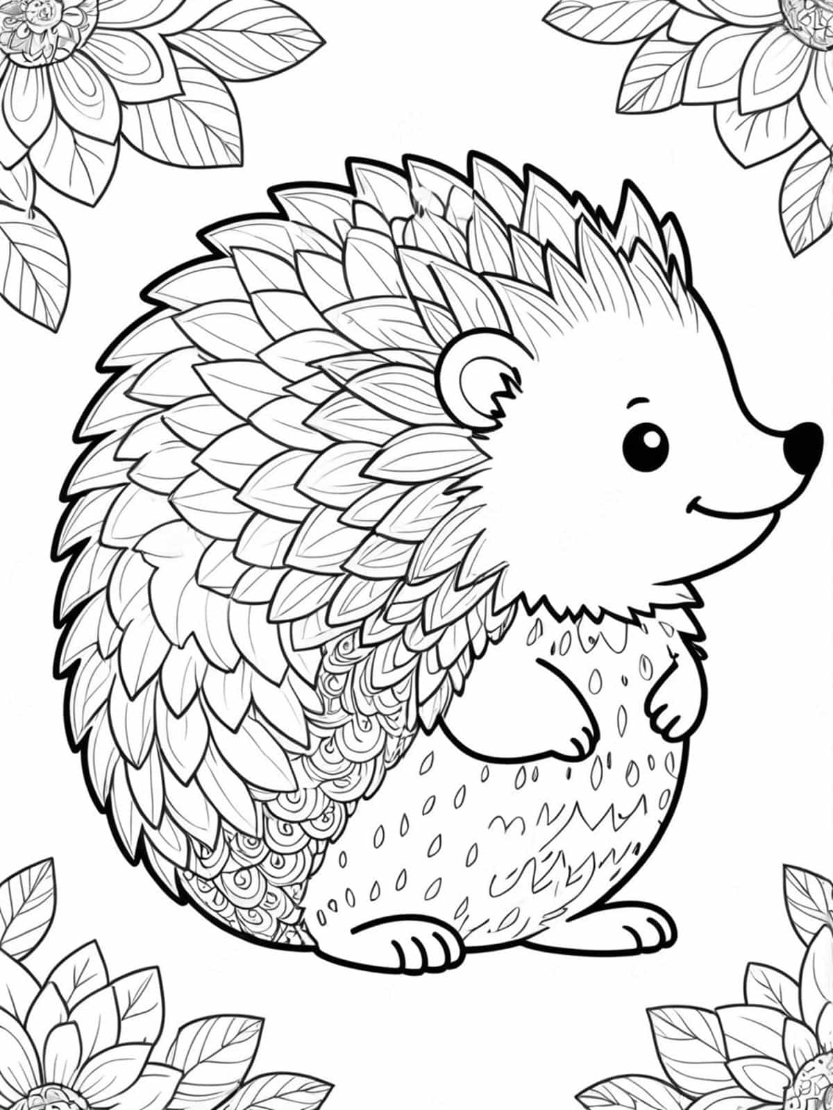 Hedgehog With A Detailed Pattern On Its Back Coloring Pages