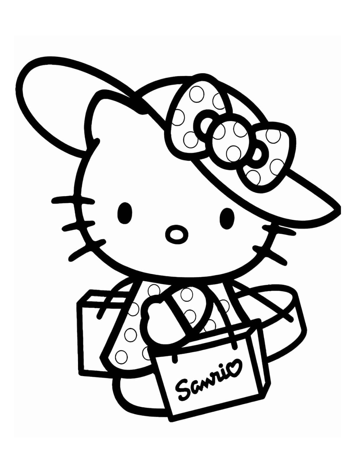 Hello Kitty Shopping Coloring Page