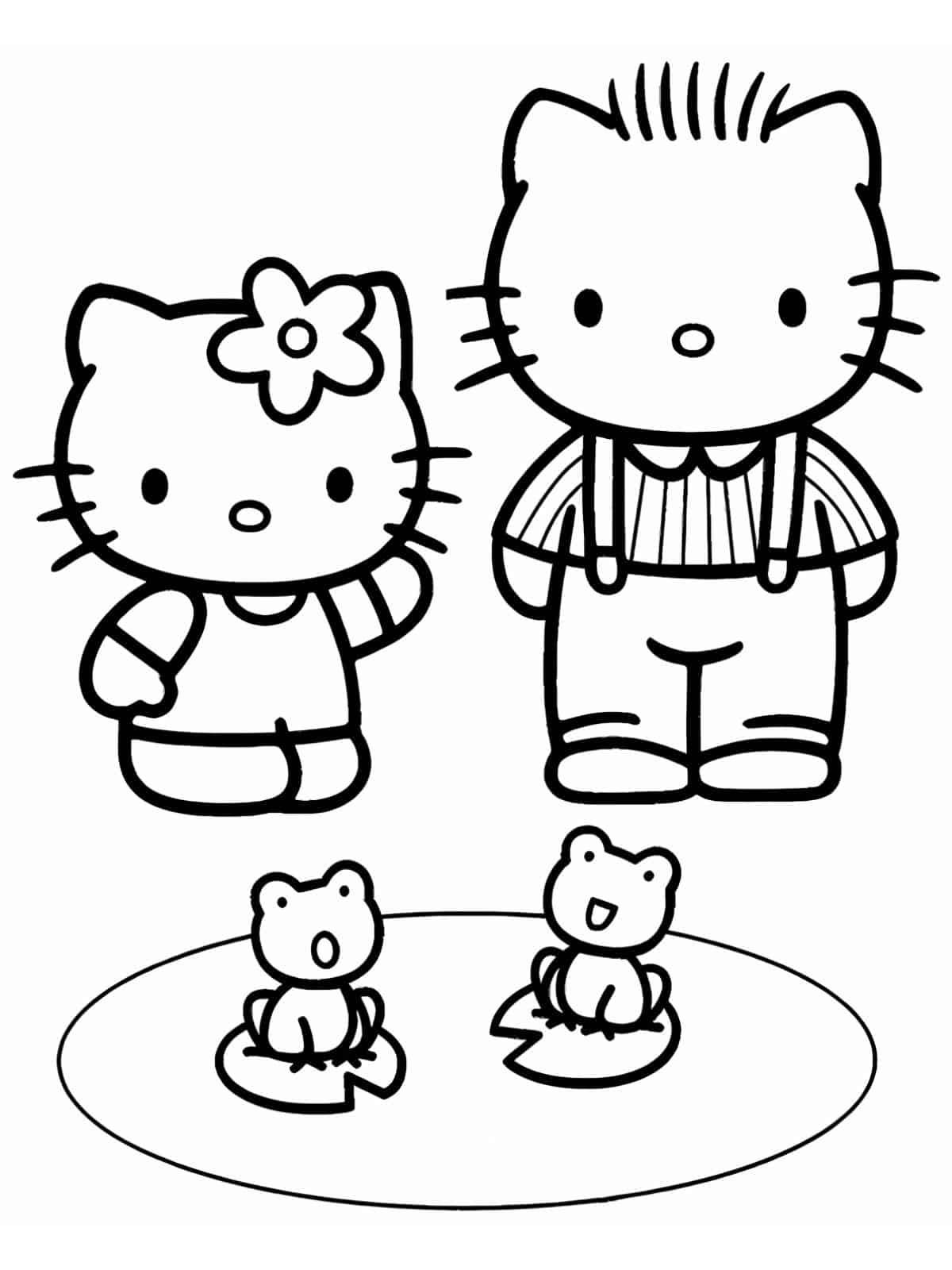 Hello Kitty With Papa Coloring Page