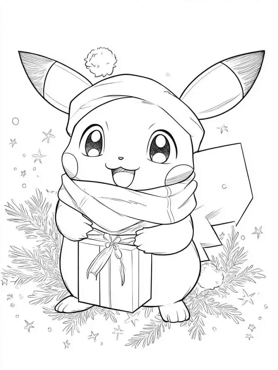 Holiday Pikachu Coloring Pages