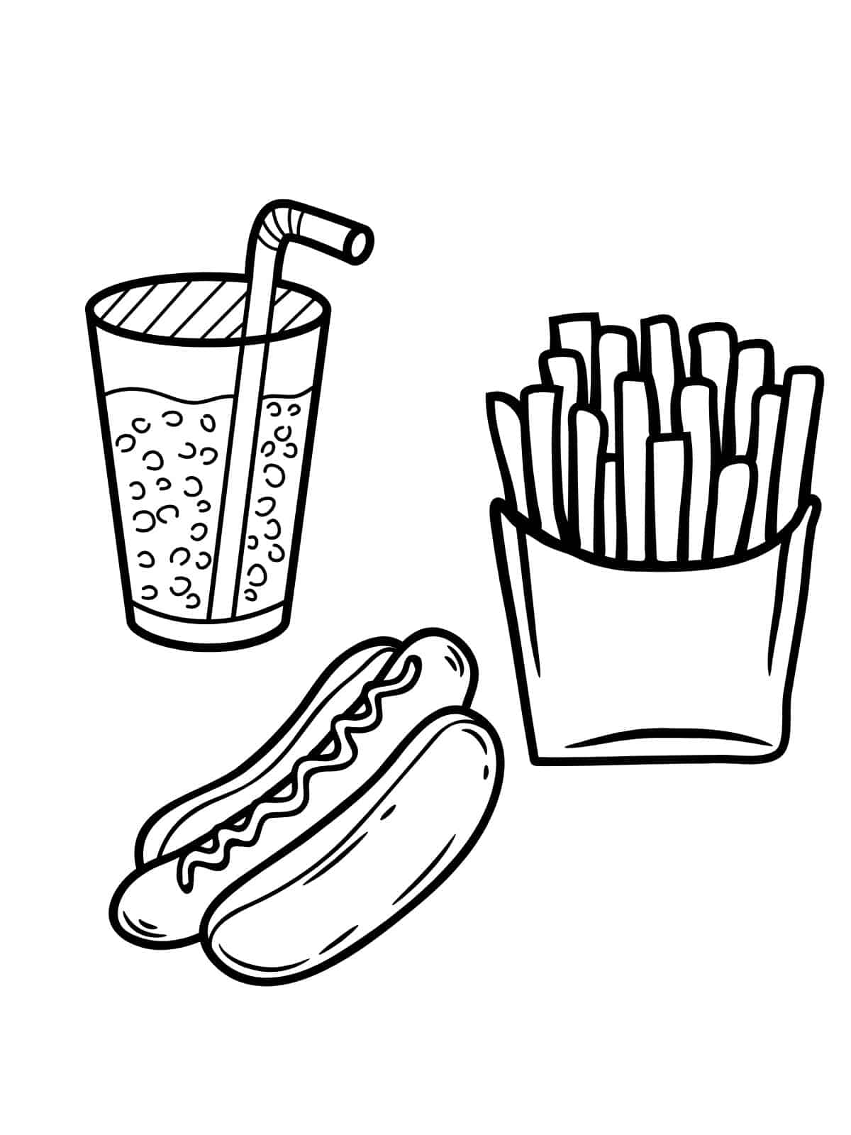 Hot Dog And Fries Coloring Pages