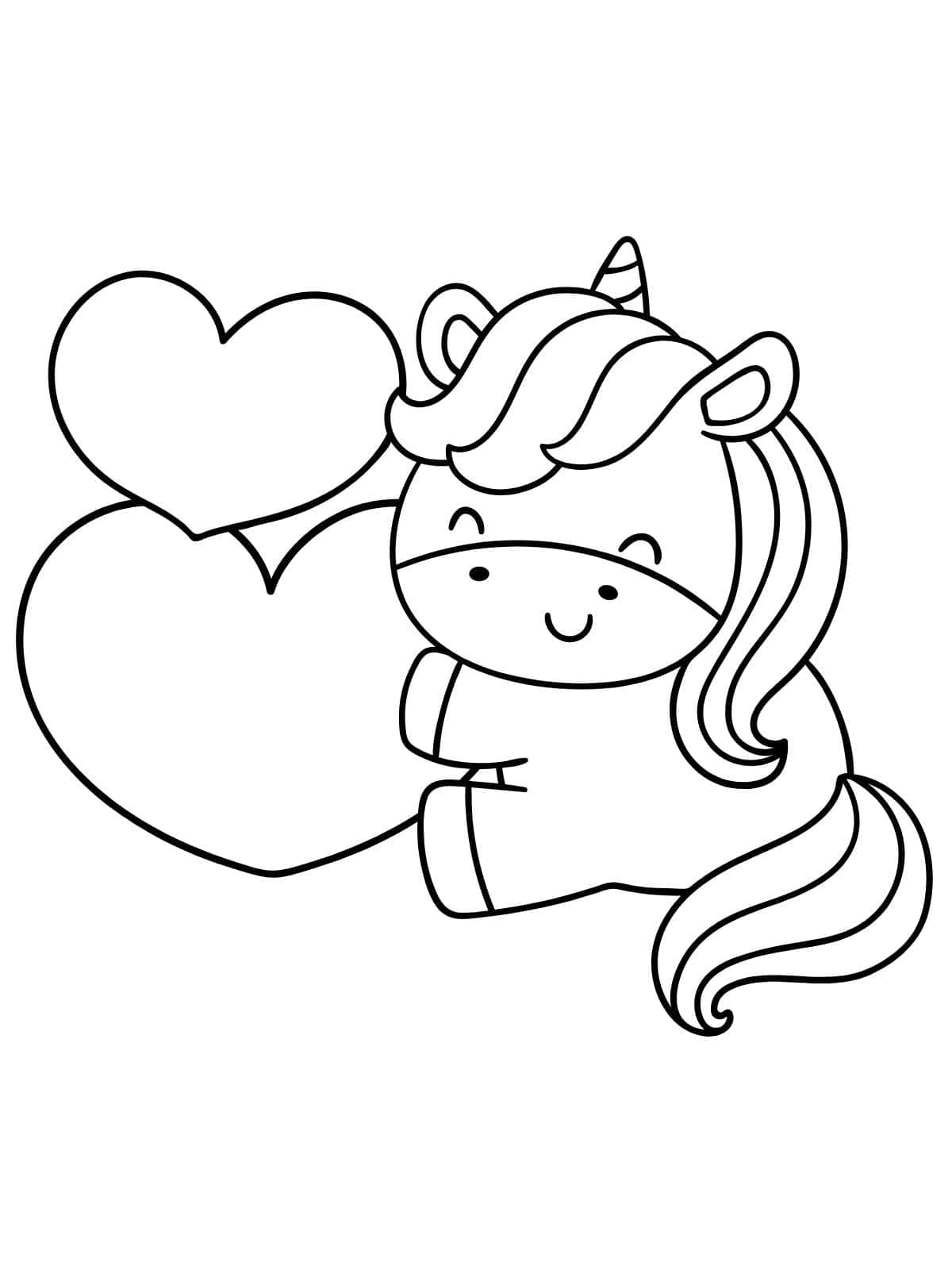 Hugging Unicorn Coloring Pages For Kids