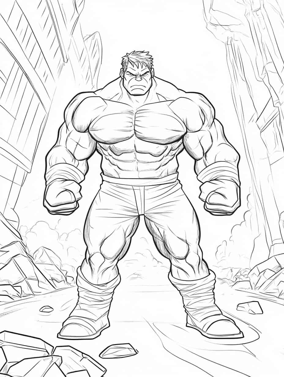 Hulk In Different Settings Coloring Pages