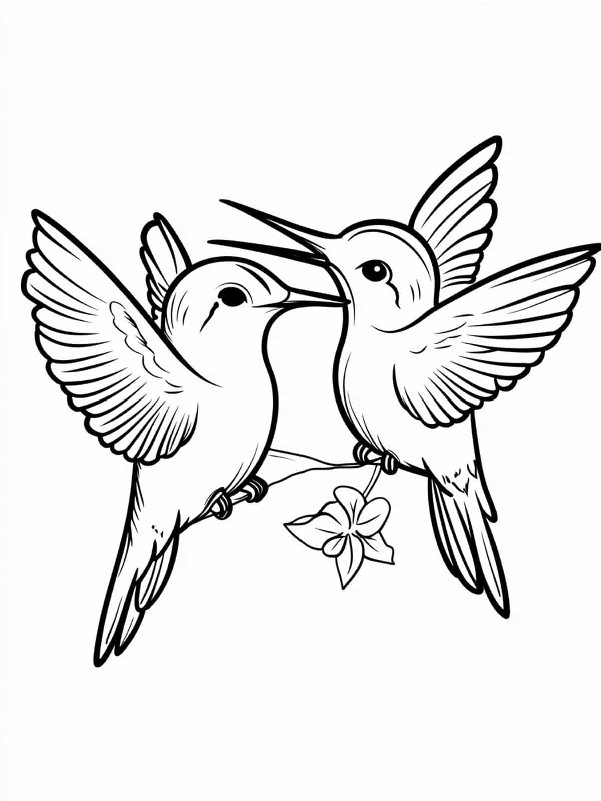 Hummingbirds Sharing Nectar Coloring Pages