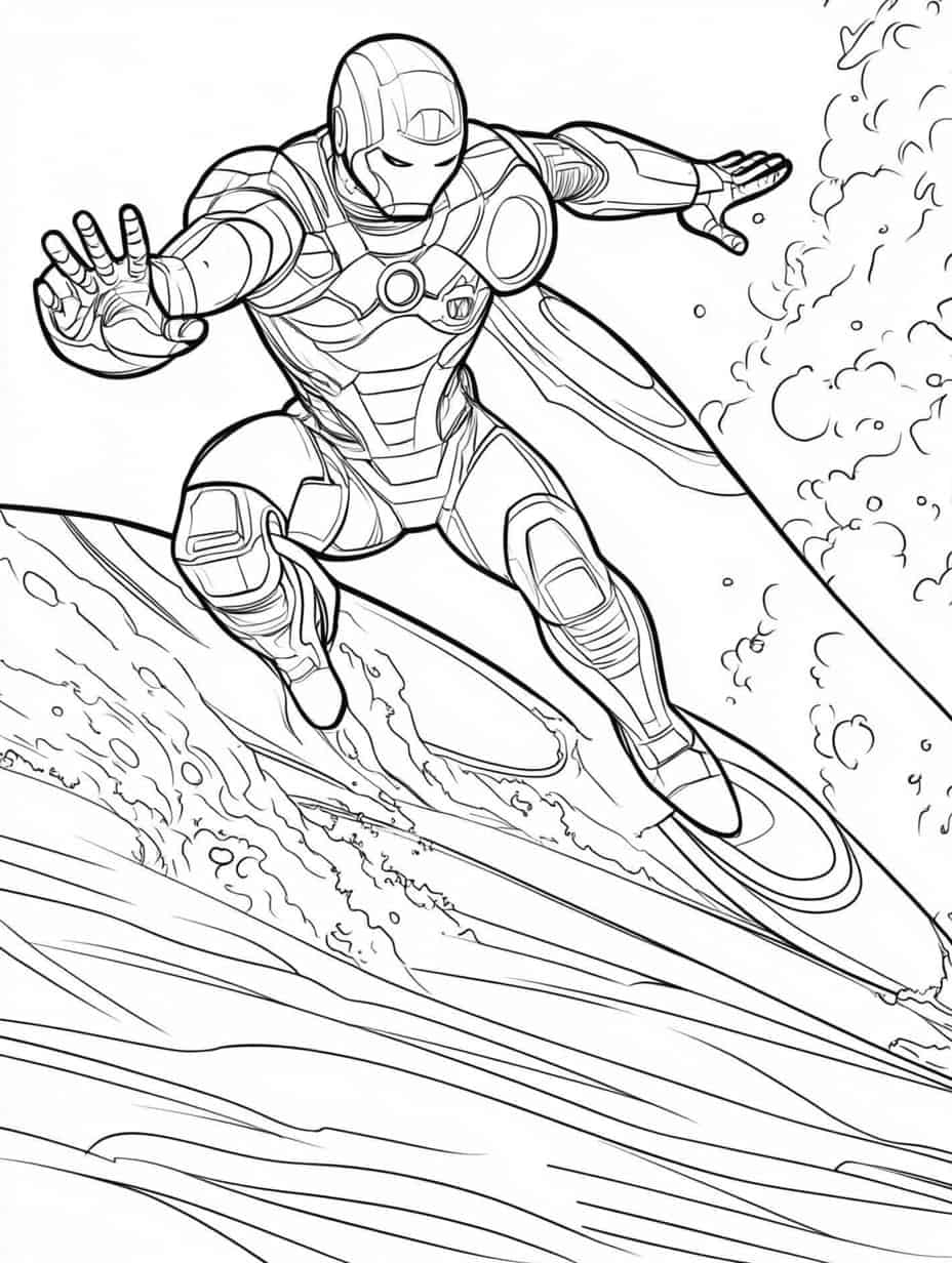 Iron Man In The Beach Coloring Pages