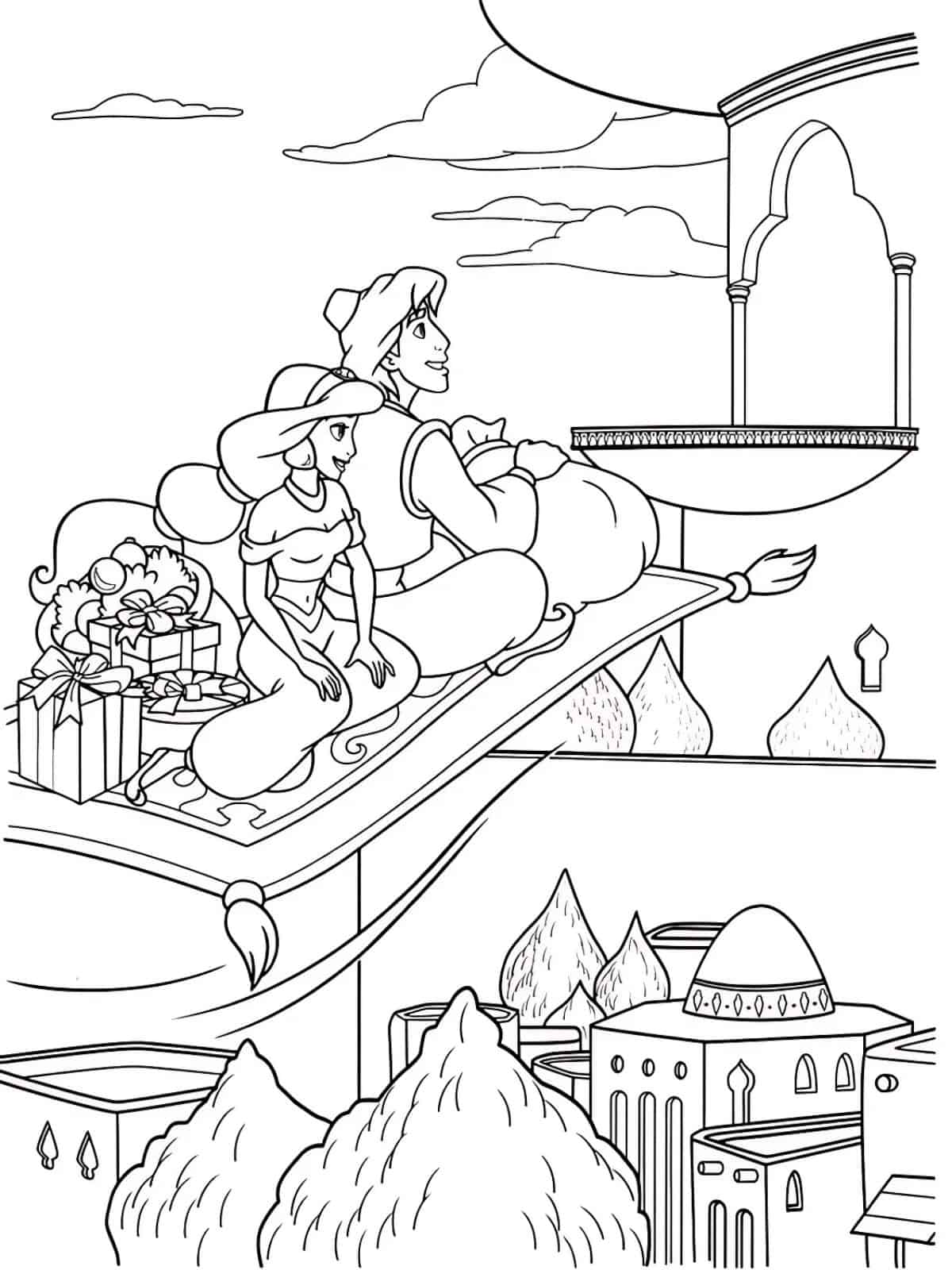 Jasmine Princess And Magic Carpet Coloring Pages