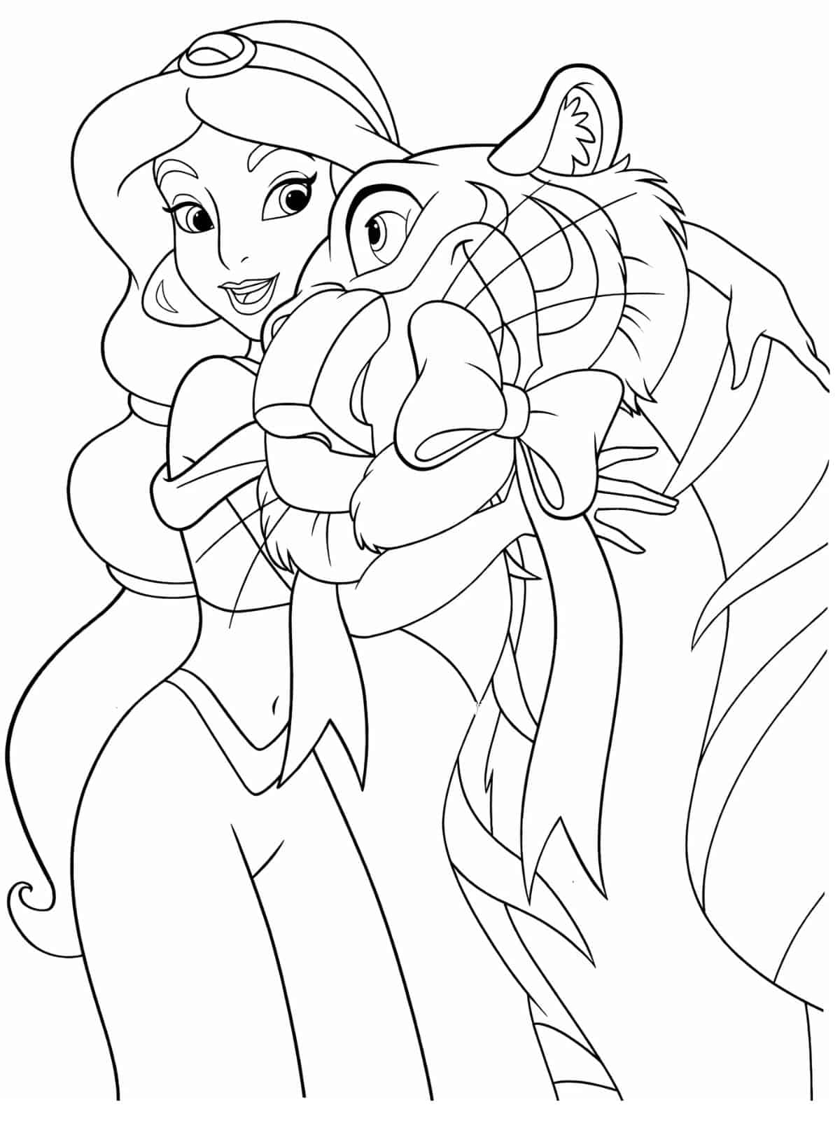 Jasmine Princess And Tiger Coloring Pages