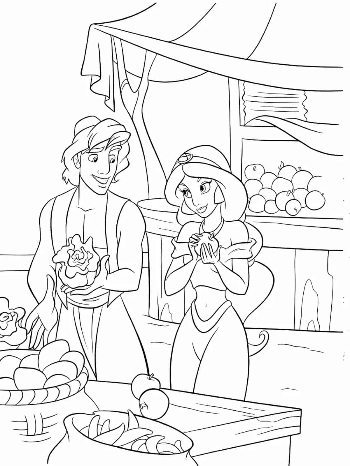 Jasmine Princess Blue Dress Coloring Pages