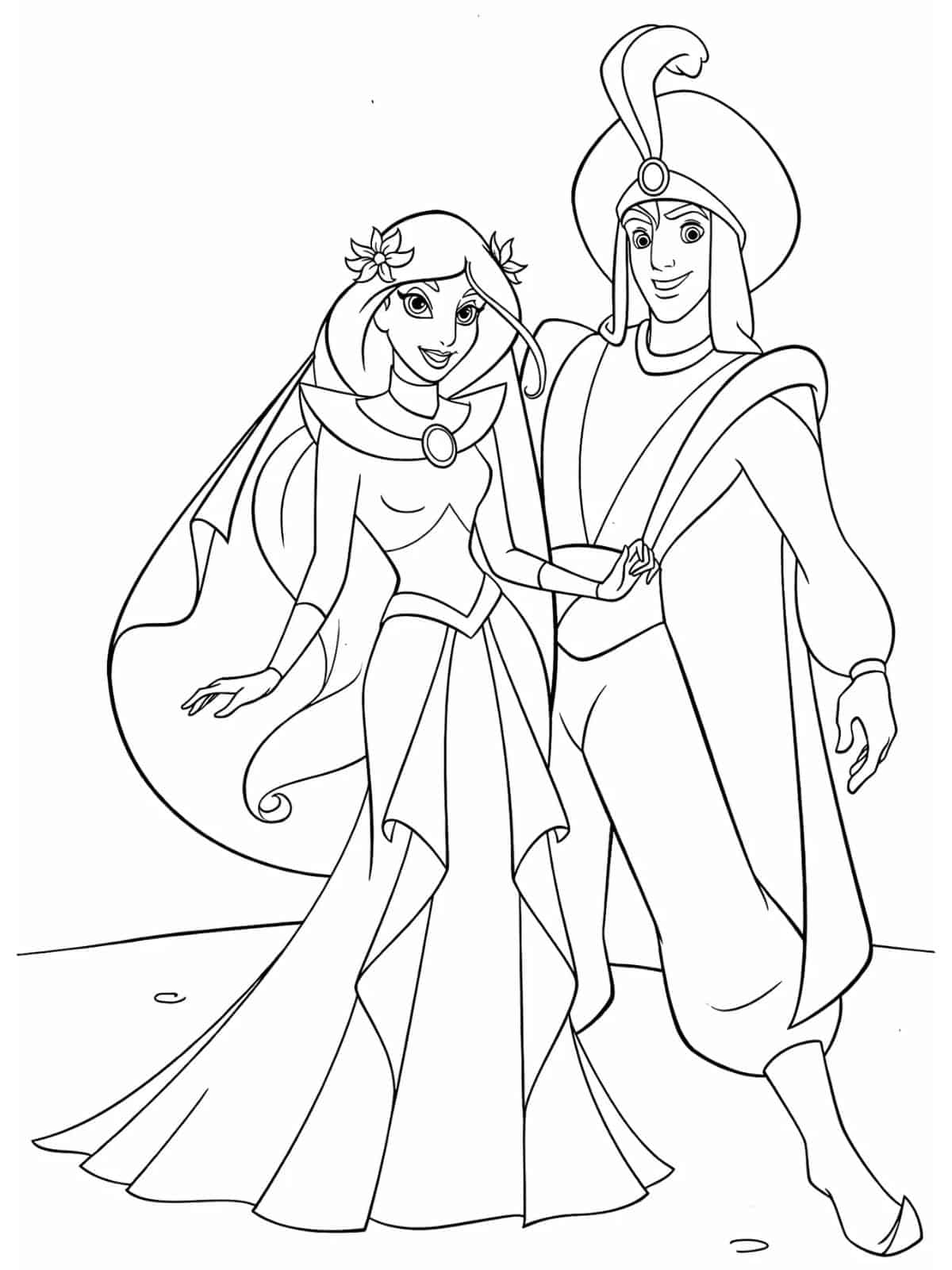 Jasmine Princess Falling In Love Coloring Page