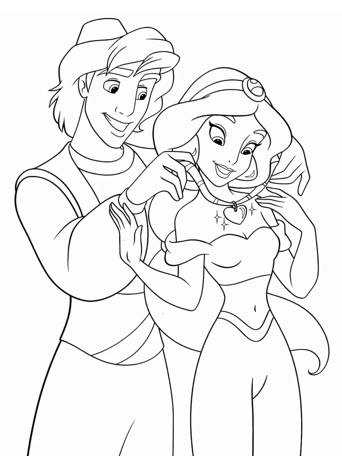 Jasmine Princess Falling In Love Coloring Pages