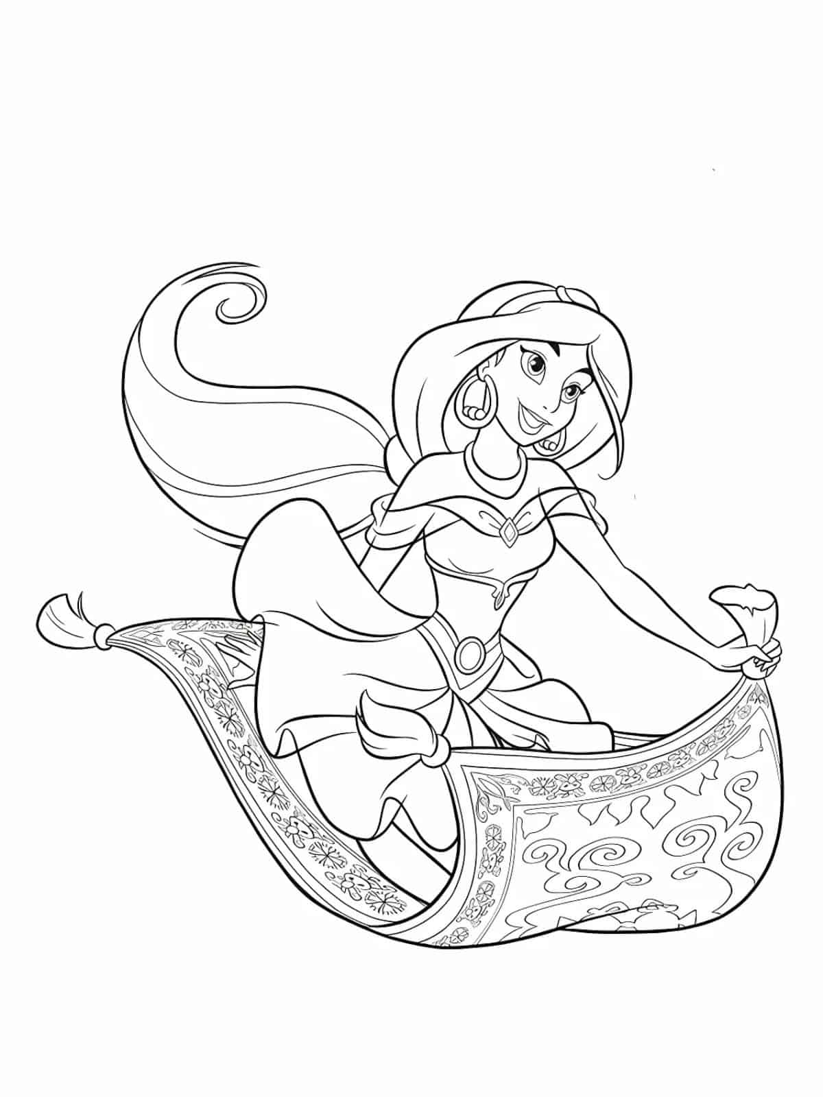 Jasmine Princess Hair Ornament Coloring Pages