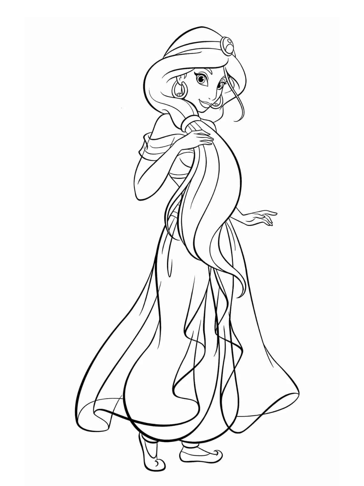 Jasmine Princess Transforming Into A Different Person Coloring Pages