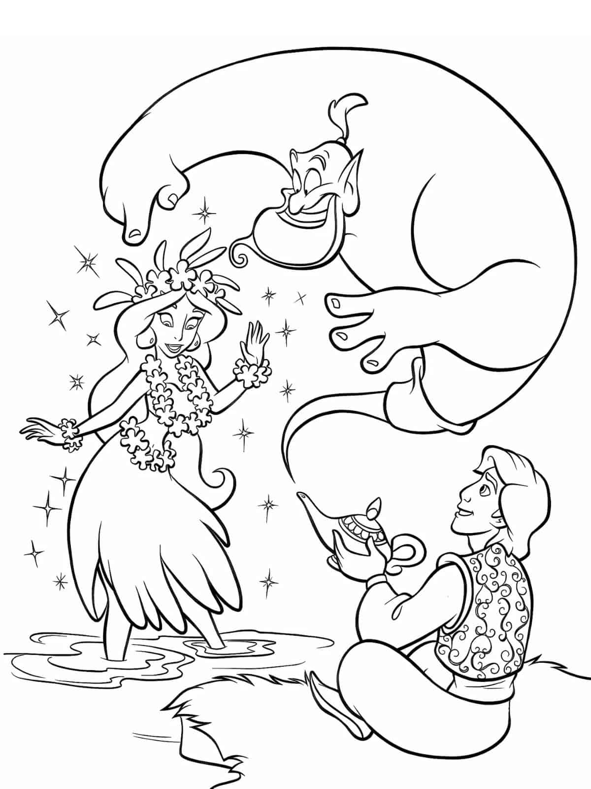 Jasmine Princess Wishing Upon A Star Coloring Pages