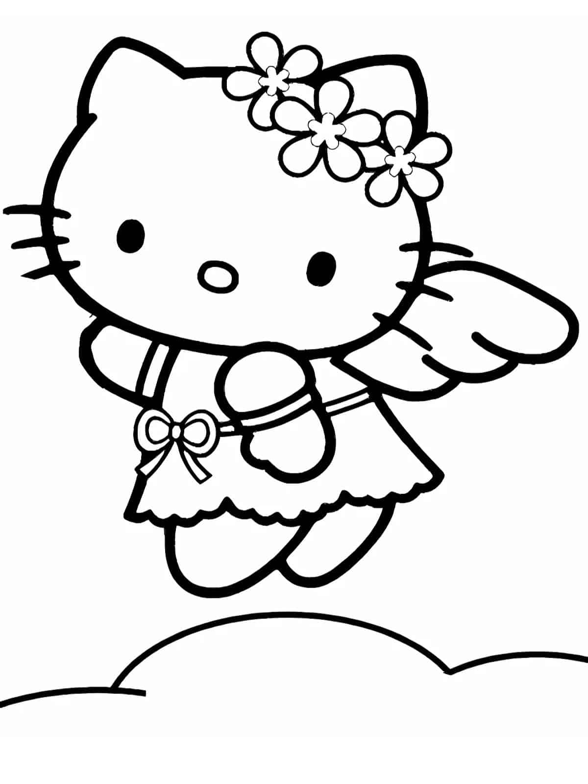 Kawaii Angel Hello Kitty Coloring Pages