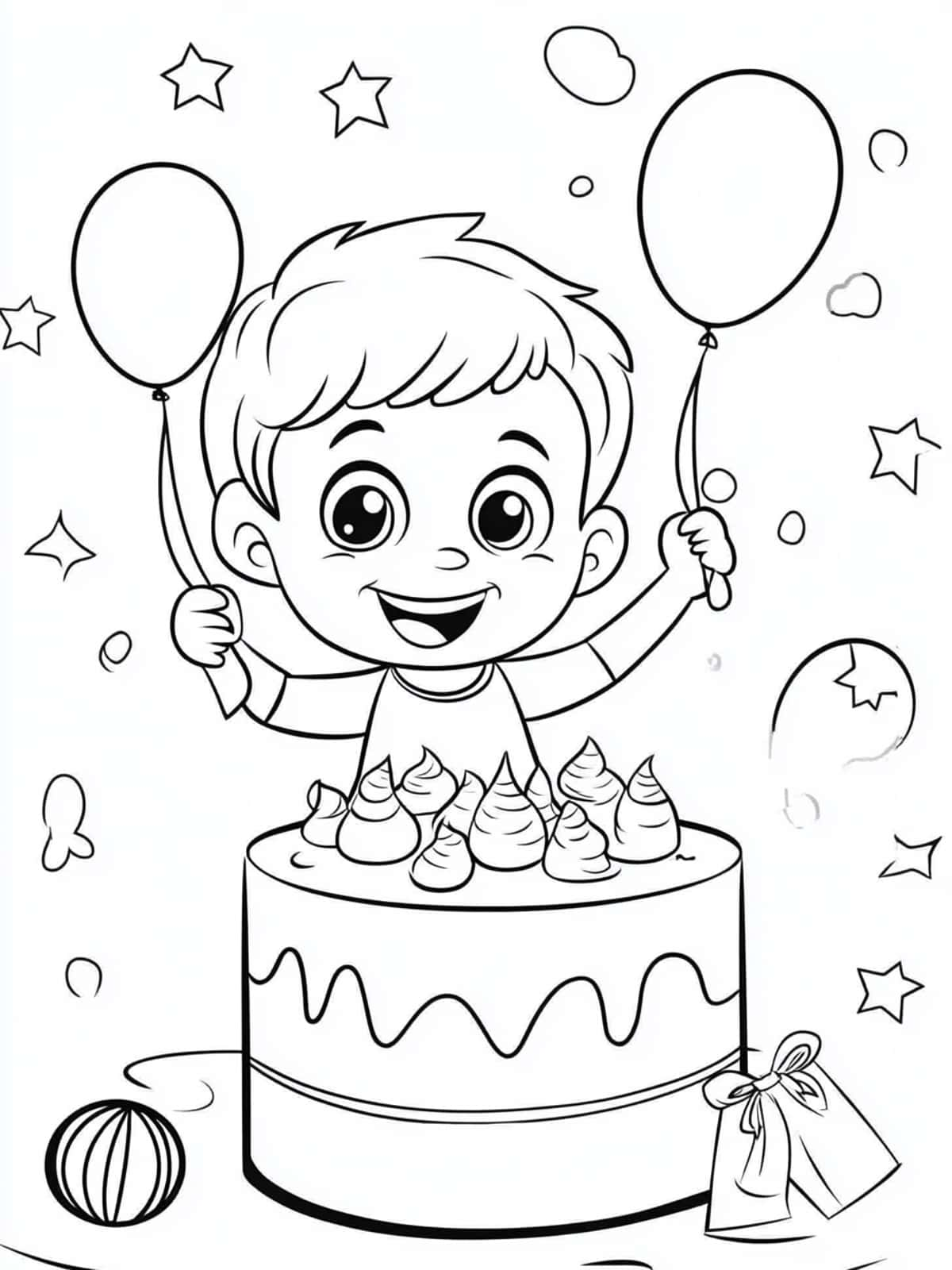 Kawaii Birthday And Children Coloring Pages