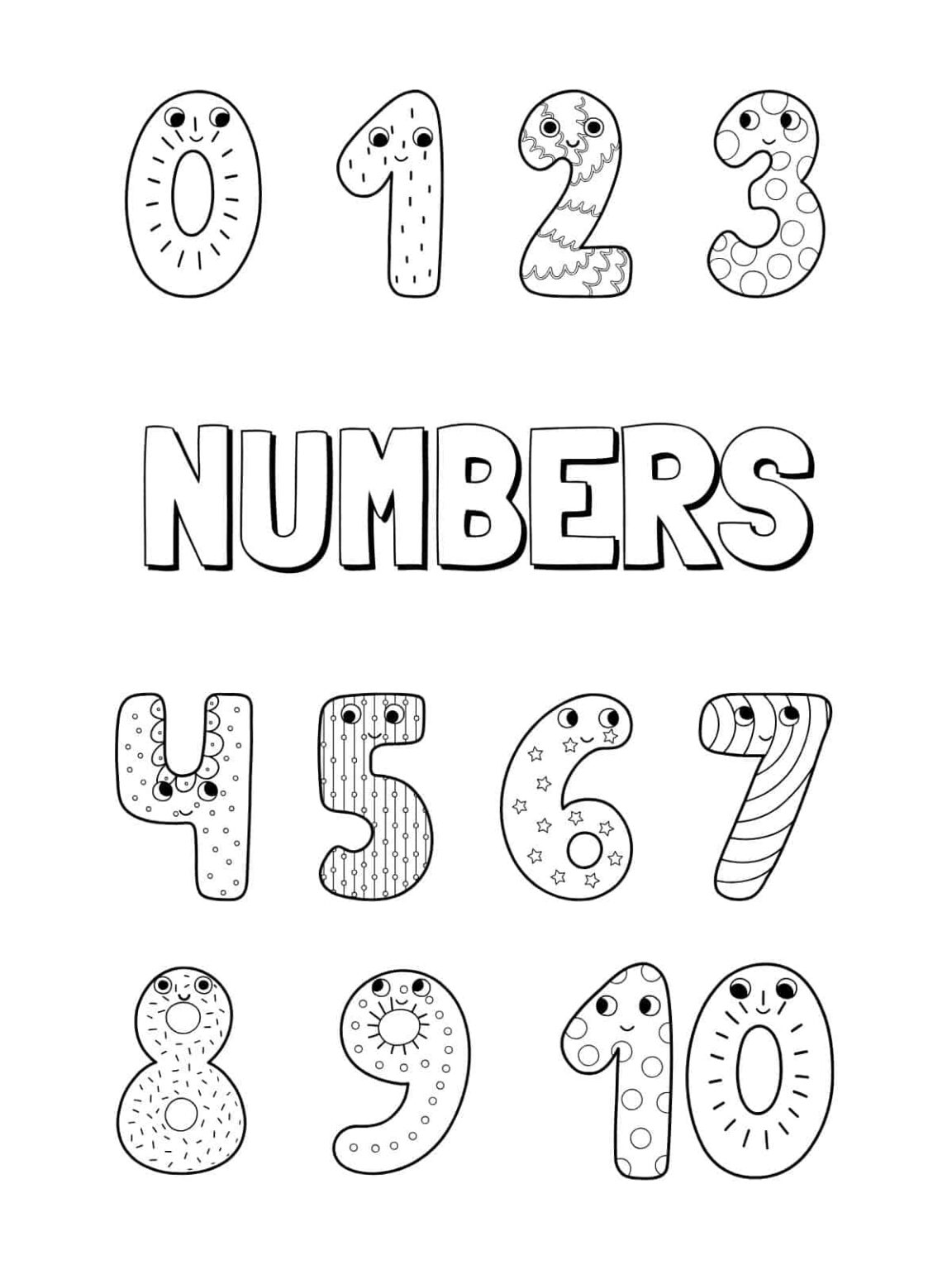 From 1 to 10 fun number coloring pages for kids 