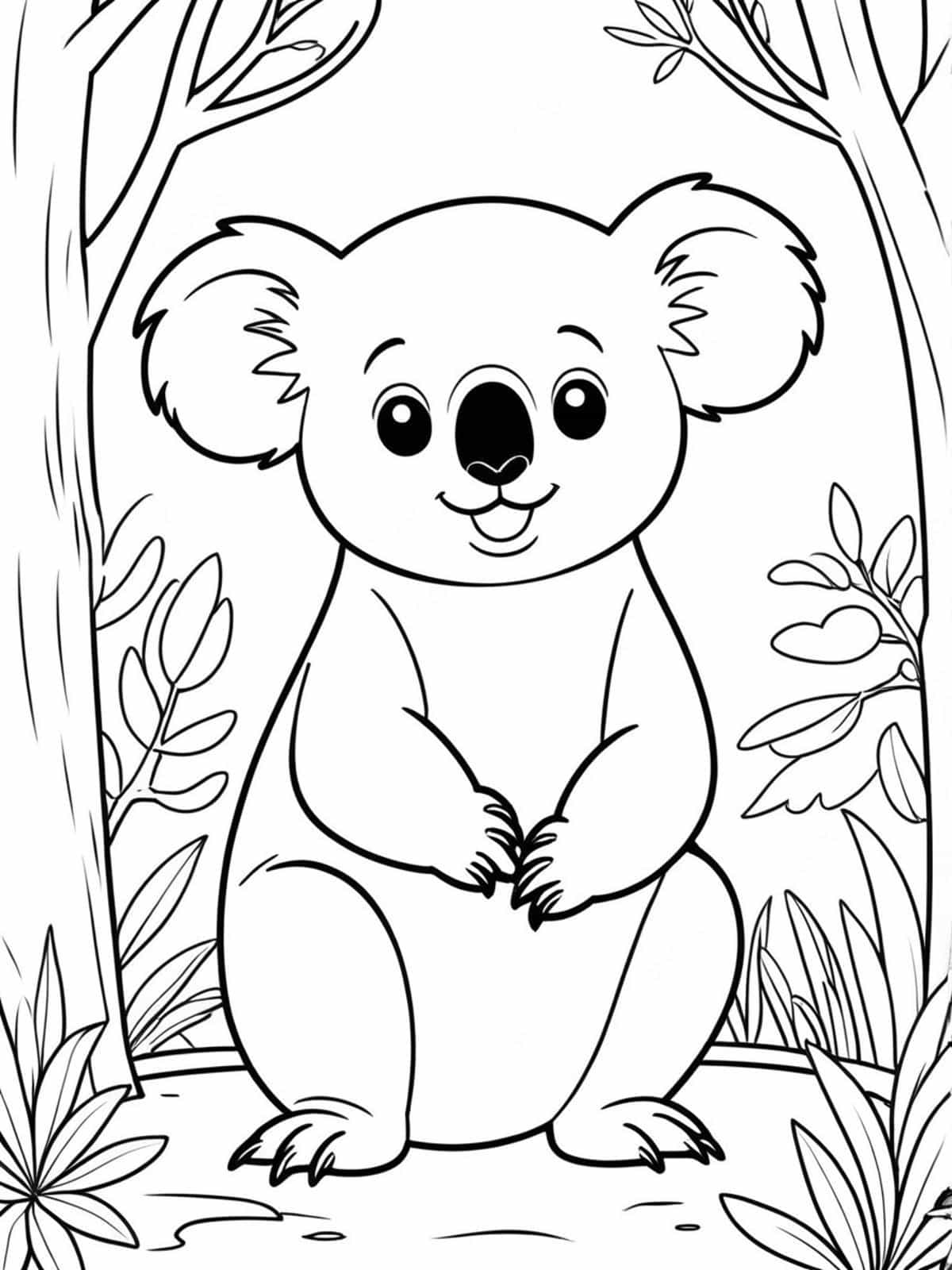 Koala And Other Australian Animals Coloring Page