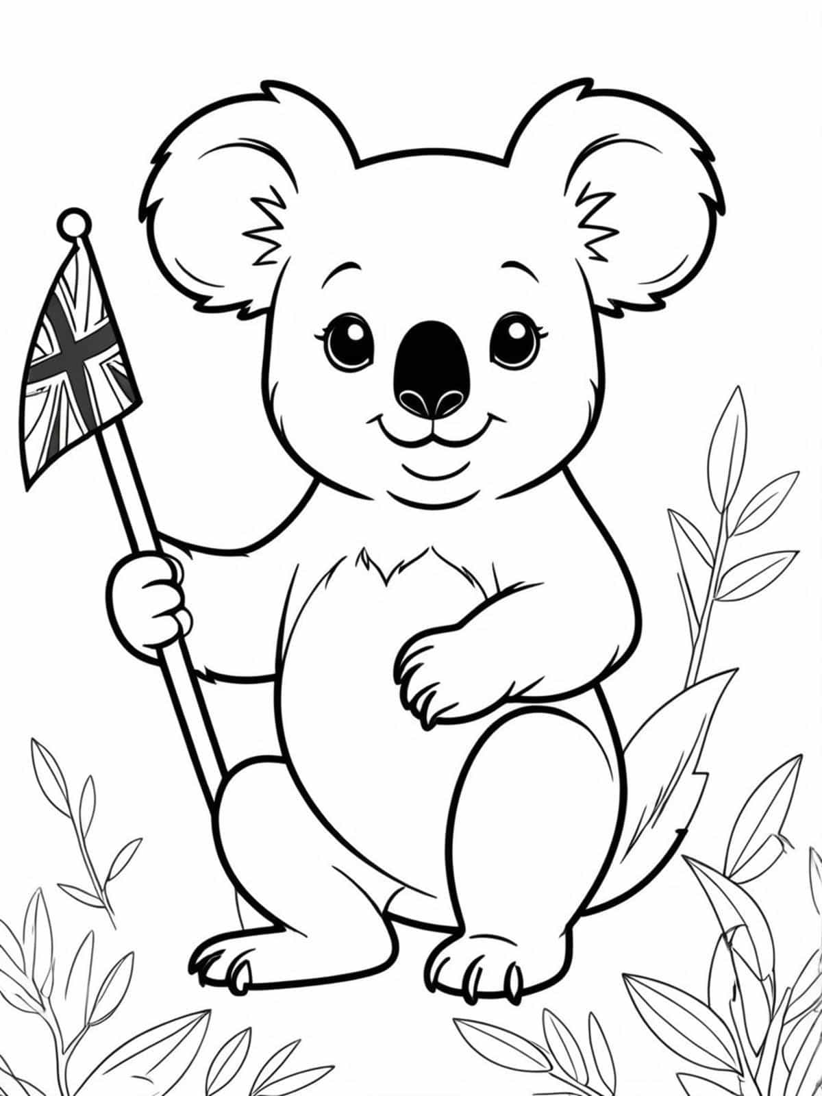 Koala Celebrating Australia Day Coloring Pages