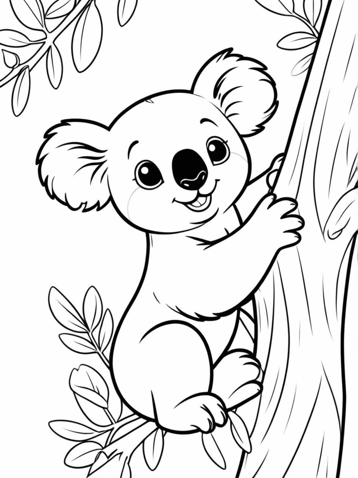 Koala Climbing A Tree Coloring Pages