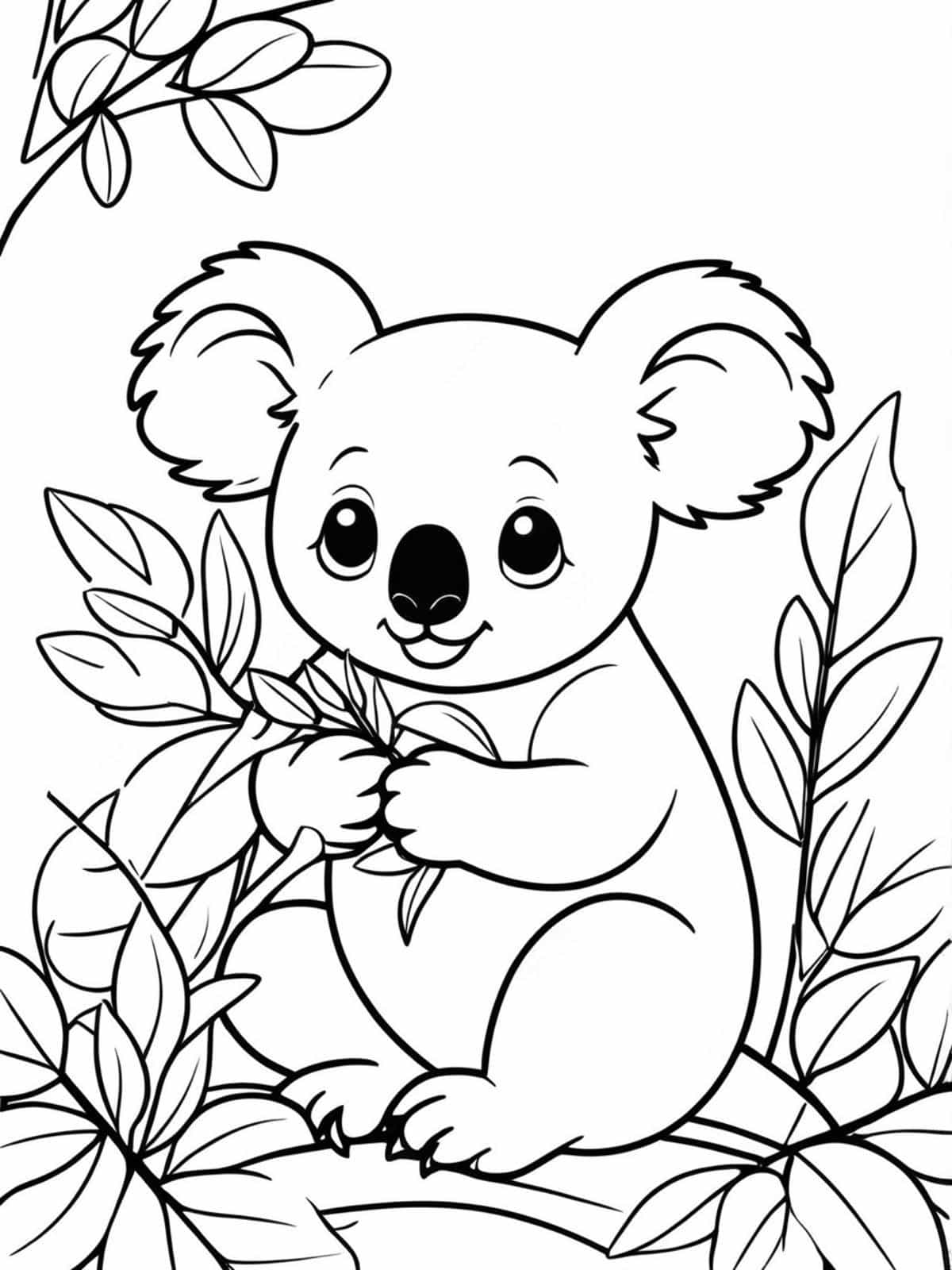 Koala Eating Leaves Coloring Pages