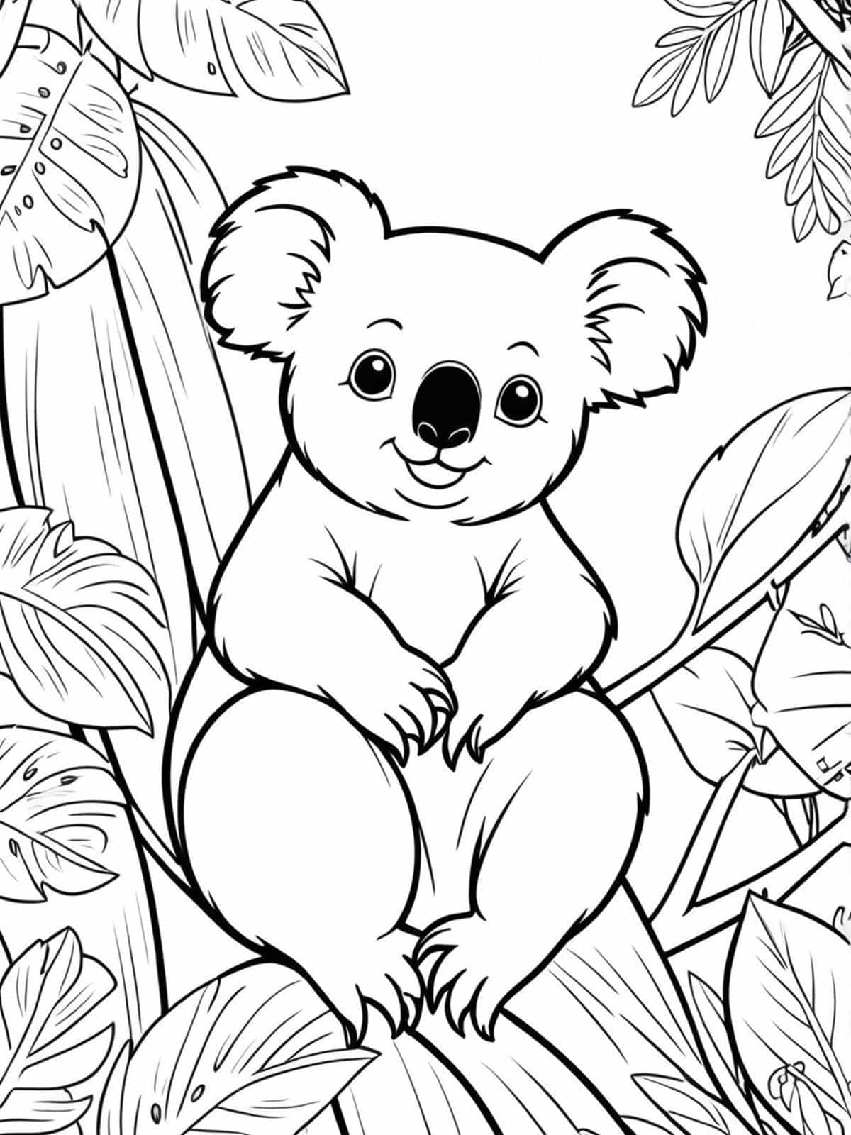 Koala In A Tropical Rainforest Coloring Pages