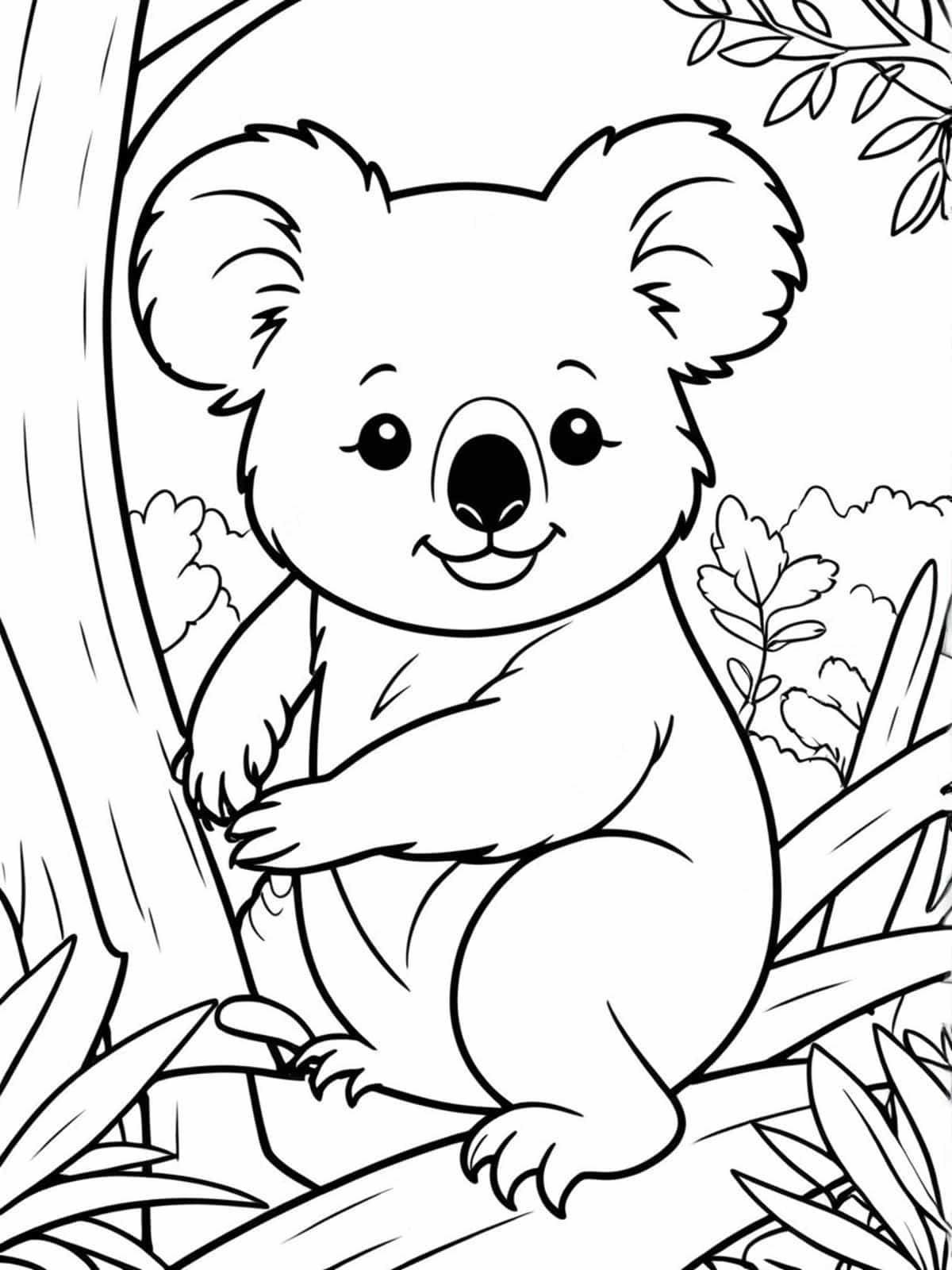 Koala In A Zoo Habitat Coloring Pages For Kids