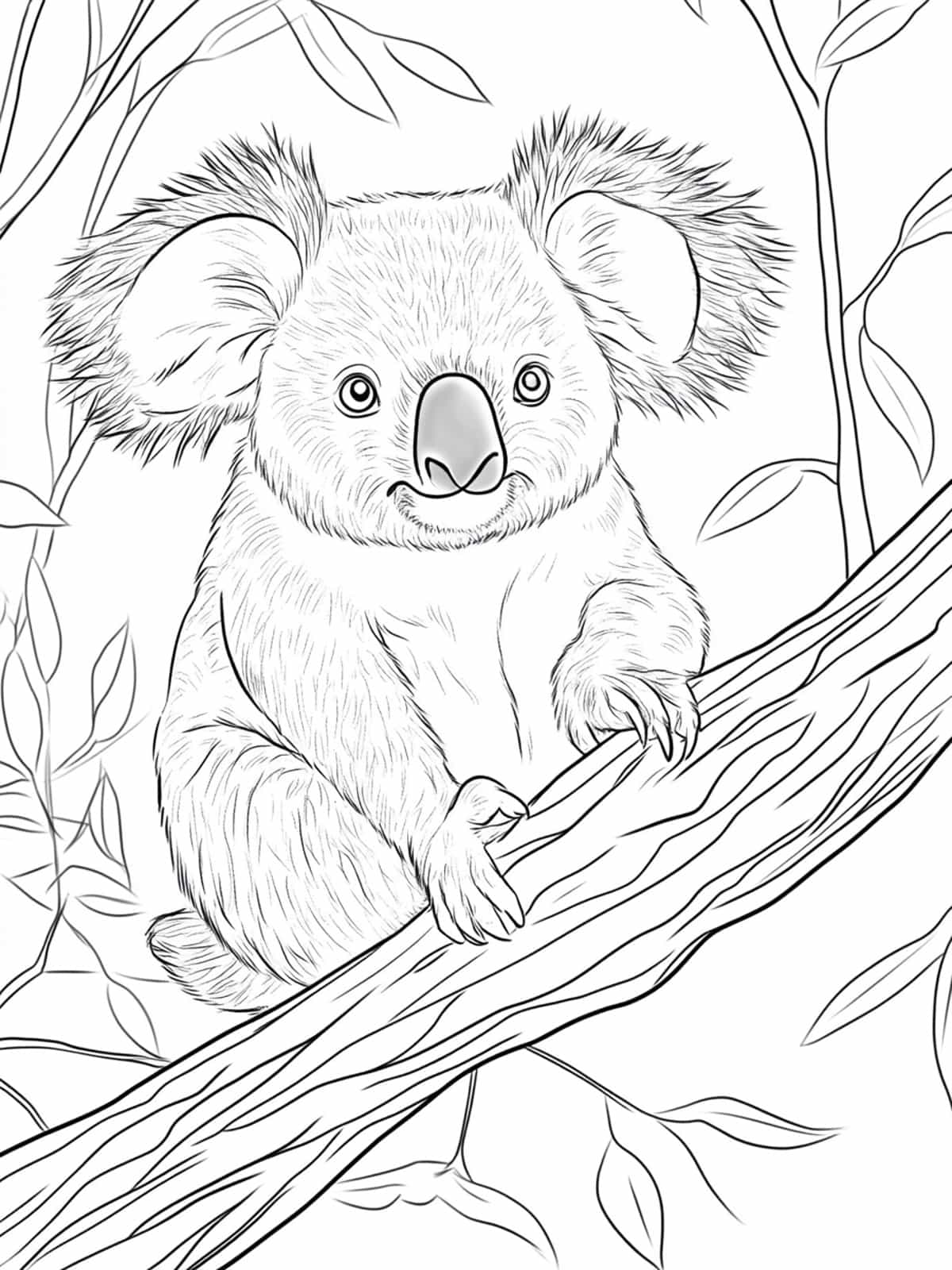 Koala With A Koala Facts Section Coloring Pages