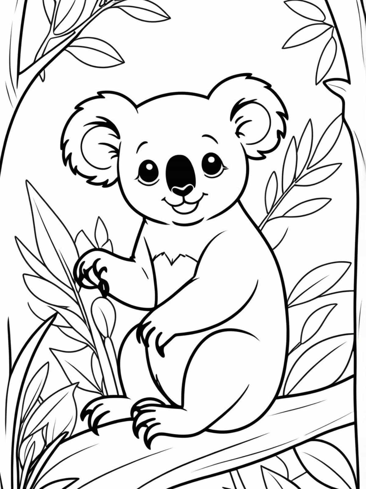 Koala With A Sunset Background Coloring Pages For Kids