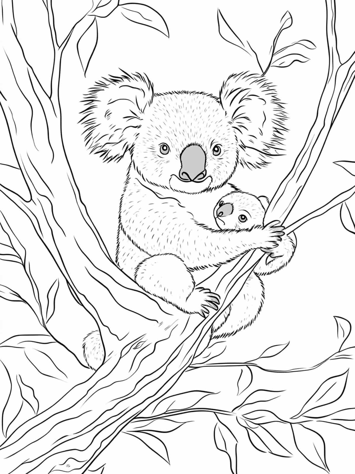 Koala With Its Baby Joey Coloring Pages For Kids