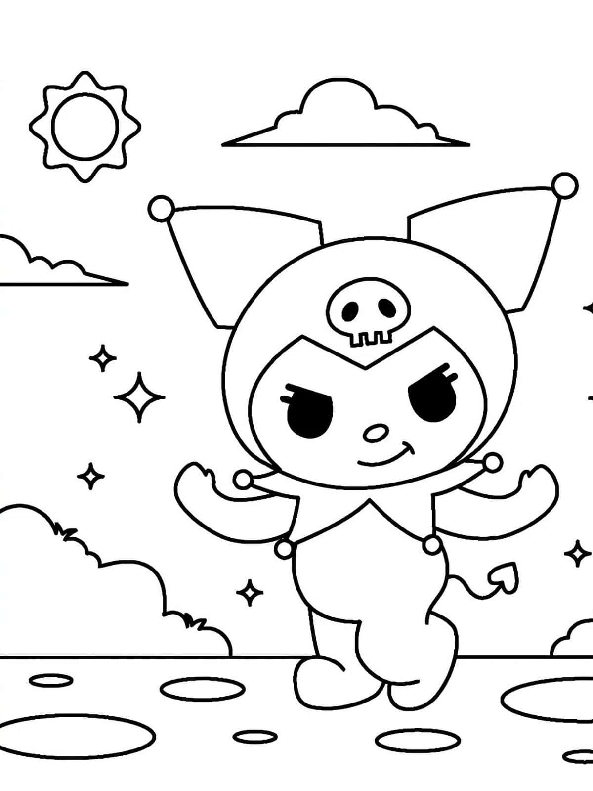 Kuromi With A Background Coloring Pages