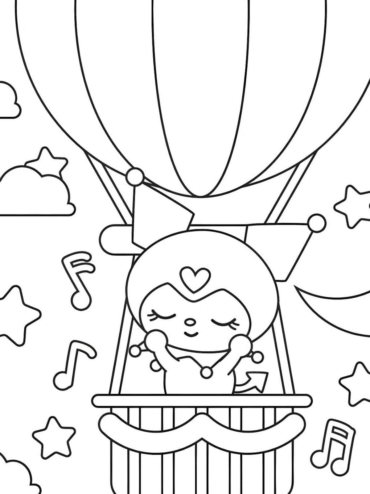 Kuromi With A Hot Balloon Coloring Pages