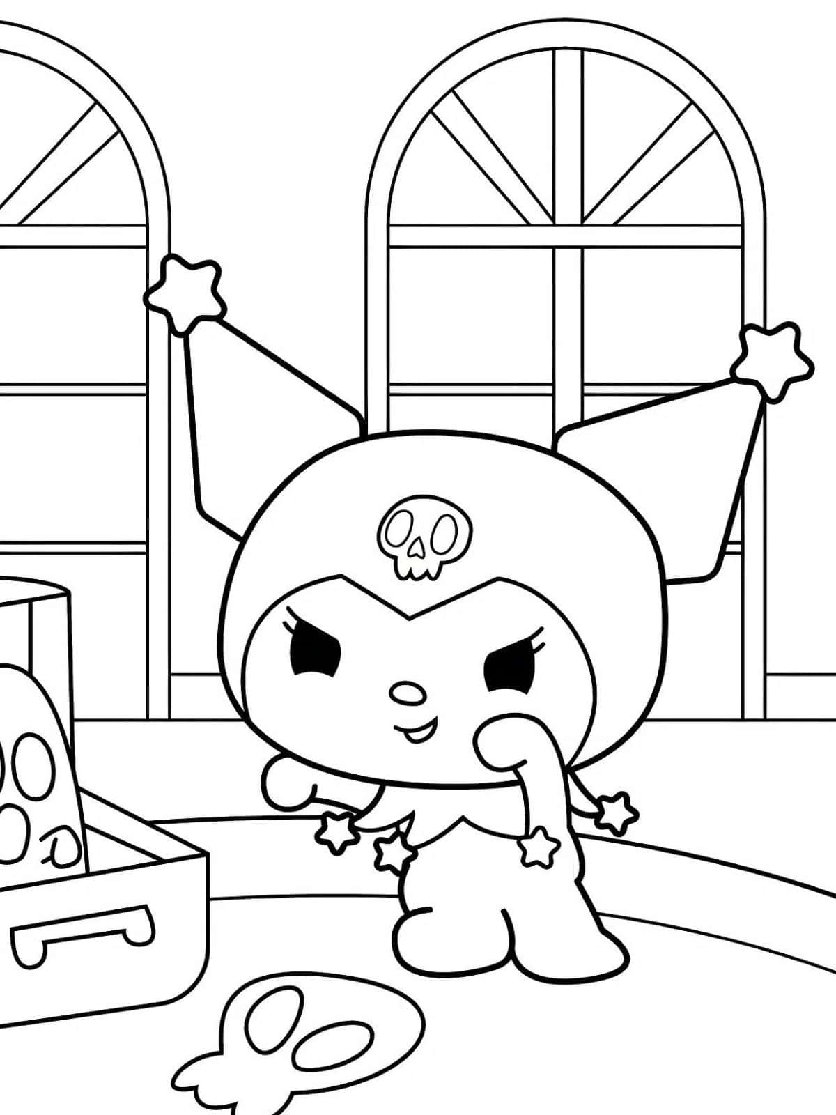 Kuromi With A Toy Coloring Pages For Kids