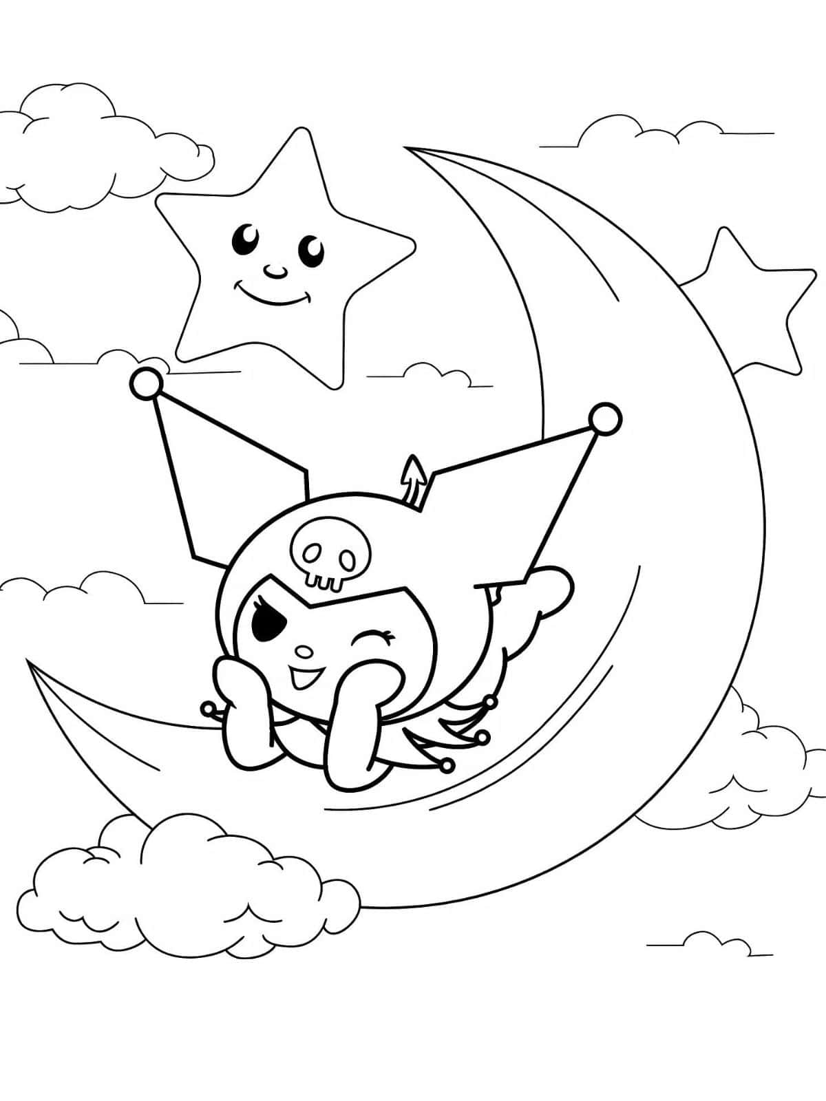 Kuromi With Moon Coloring Pages