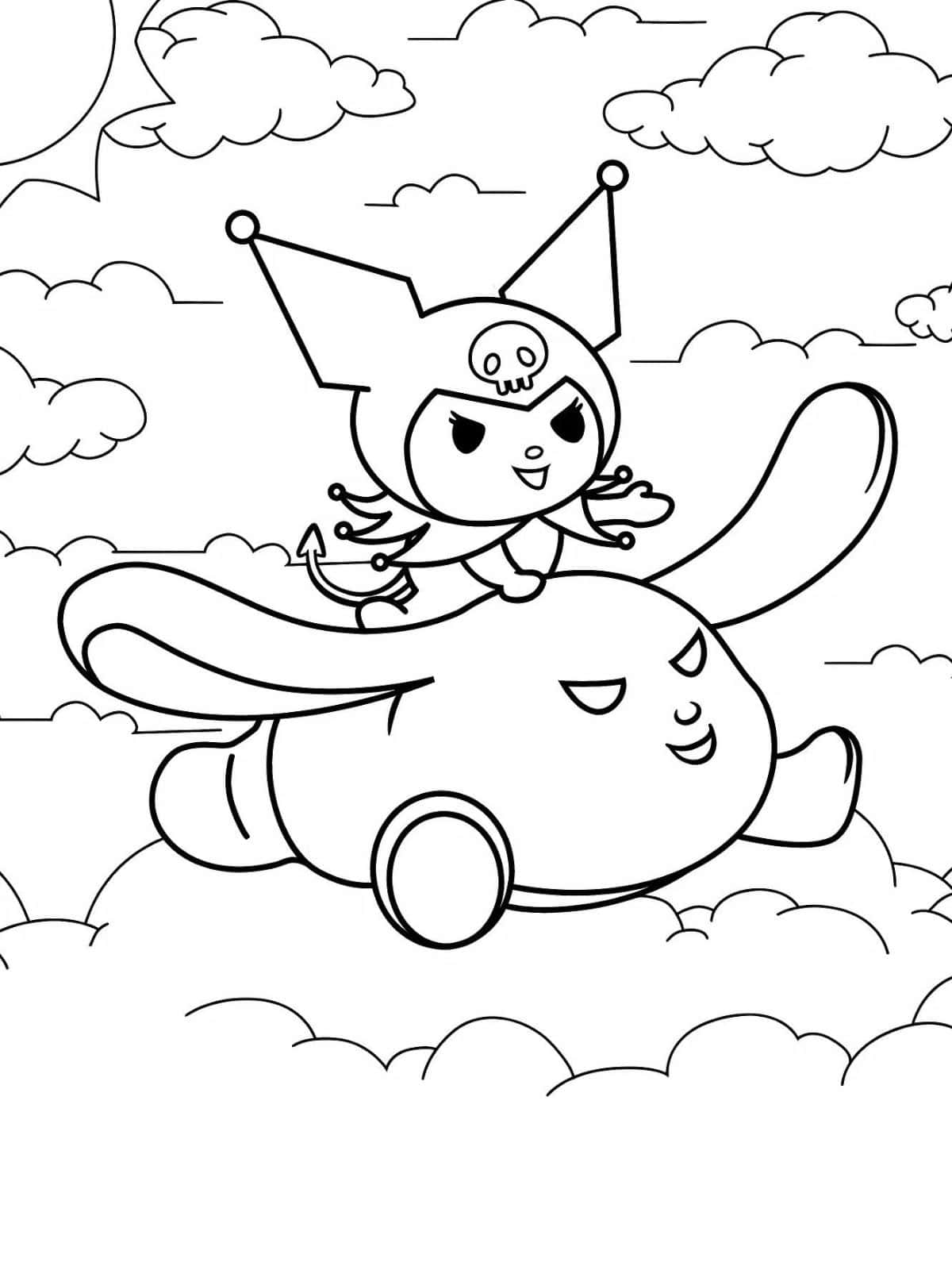 Kuromi With Pompompurin Coloring Pages