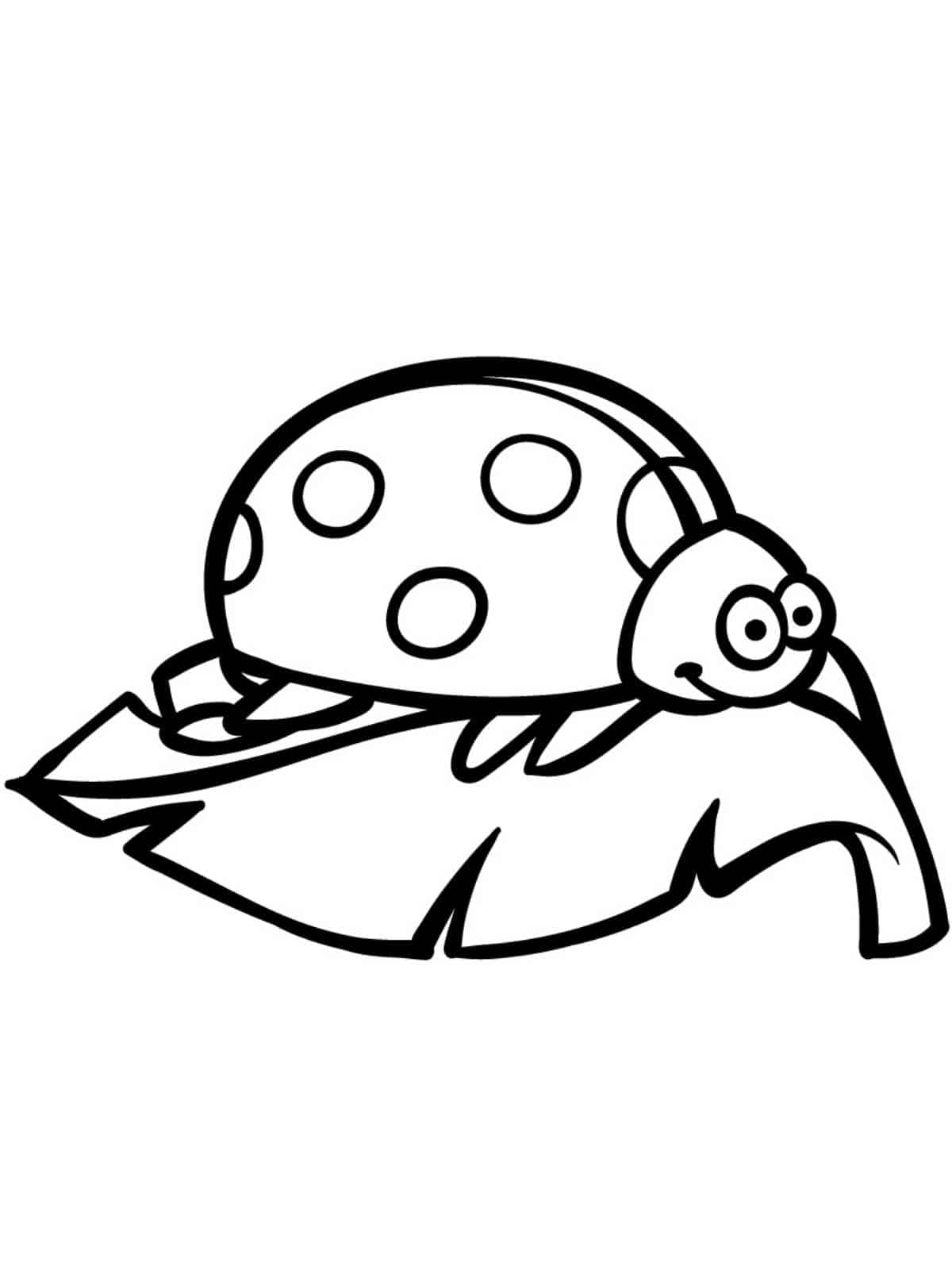 Ladybug On Leaf Coloring Page